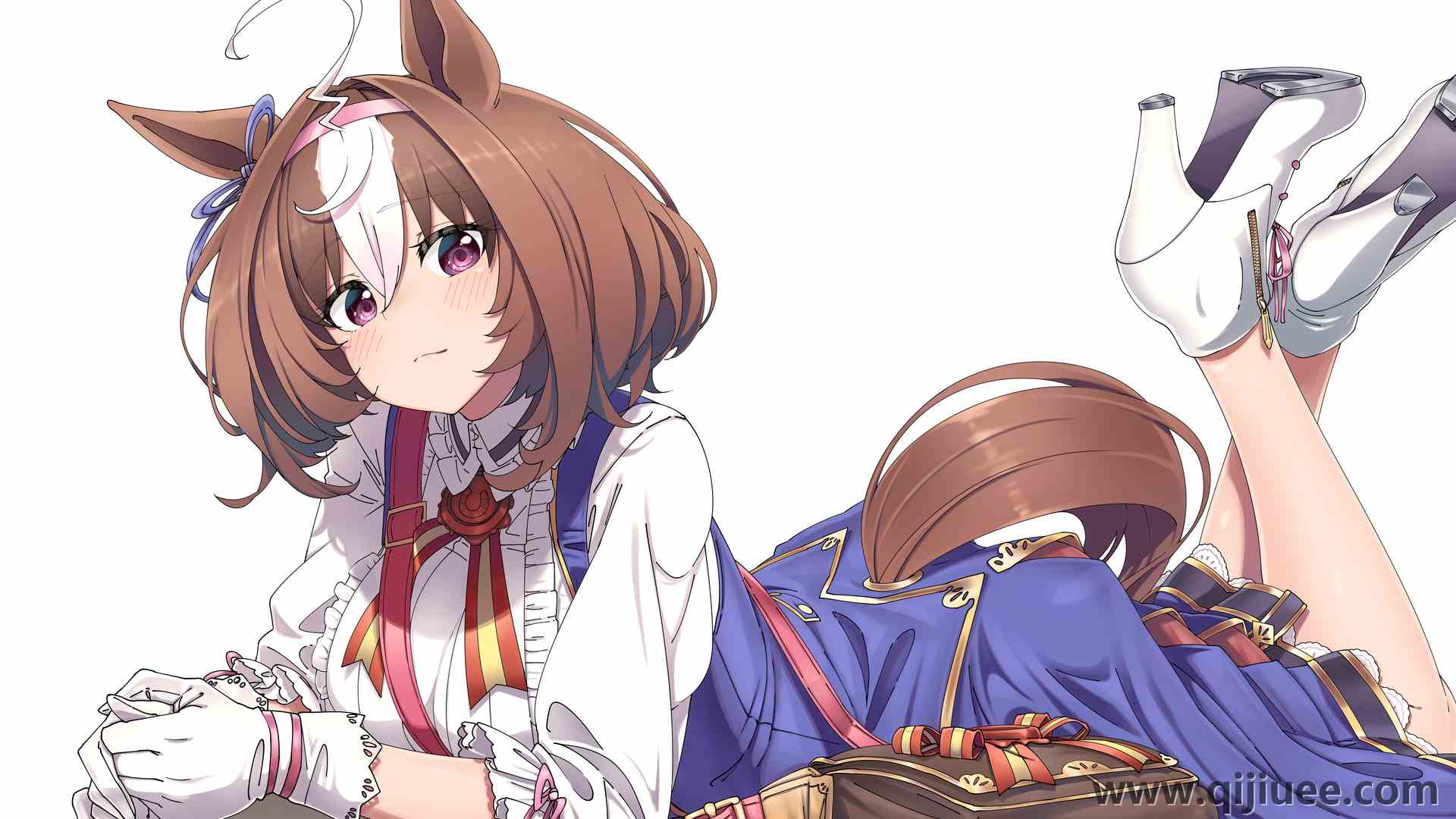 白色高跟鞋  躺在前面 中国月亮 动漫女孩 白手套 紫色眼睛 制服  电脑壁纸 8K壁纸7703 x 4332/10.21 MB-柒染云阁