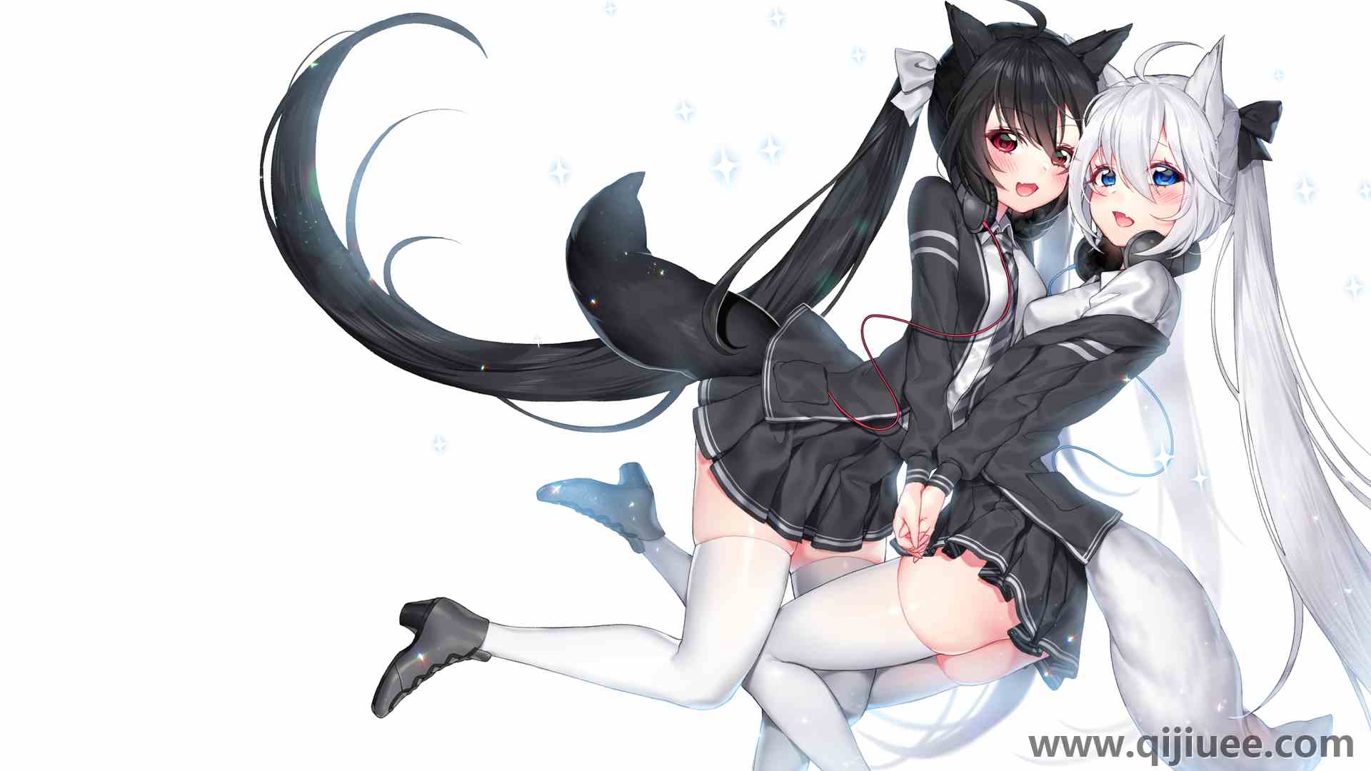 长发 兽耳 校服 动漫 双尾 动漫女孩  电脑壁纸 4K壁纸3840 x 2160/4.12 MB-柒染云阁