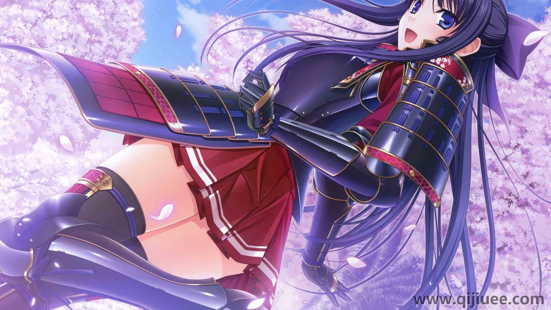 黑发 蓝眼睛 奇幻女孩 腿 紫色头发 武士 动漫女孩 樱花  电脑壁纸 4K壁纸4972 x 3366/2.03 MB-柒染云阁