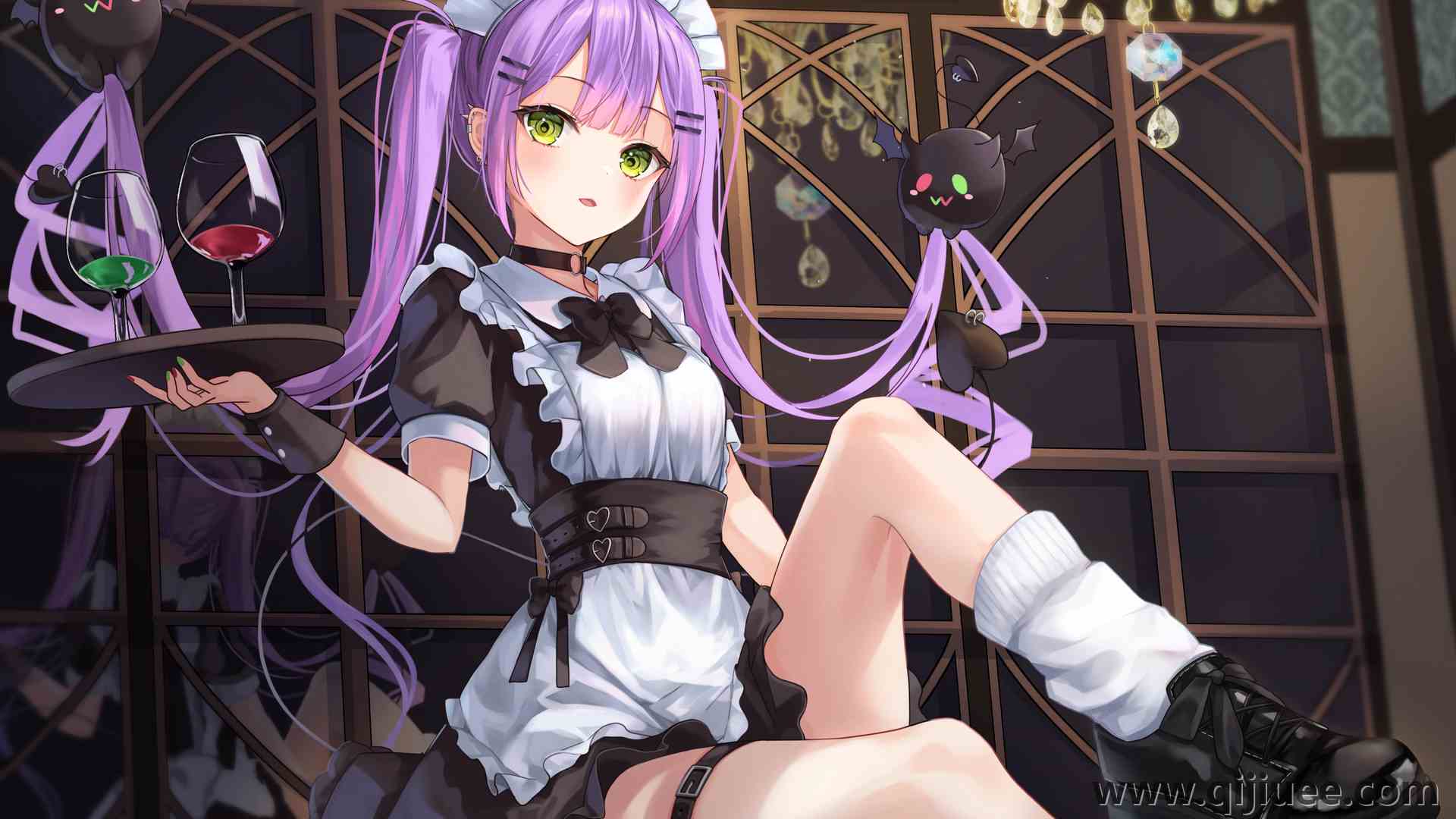长发 紫色头发 绿色眼睛 独唱 妖女 动漫 动漫女孩 电脑壁纸 4K壁纸3990 x 2822/15.99 MB-柒染云阁