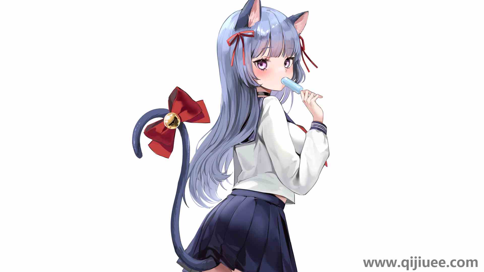 猫女孩 站立 动漫 动漫女孩 冰淇淋 校服 兽耳 尾巴 丝带  电脑壁纸 4K壁纸4648 x 3000/3.47 MB-柒染云阁