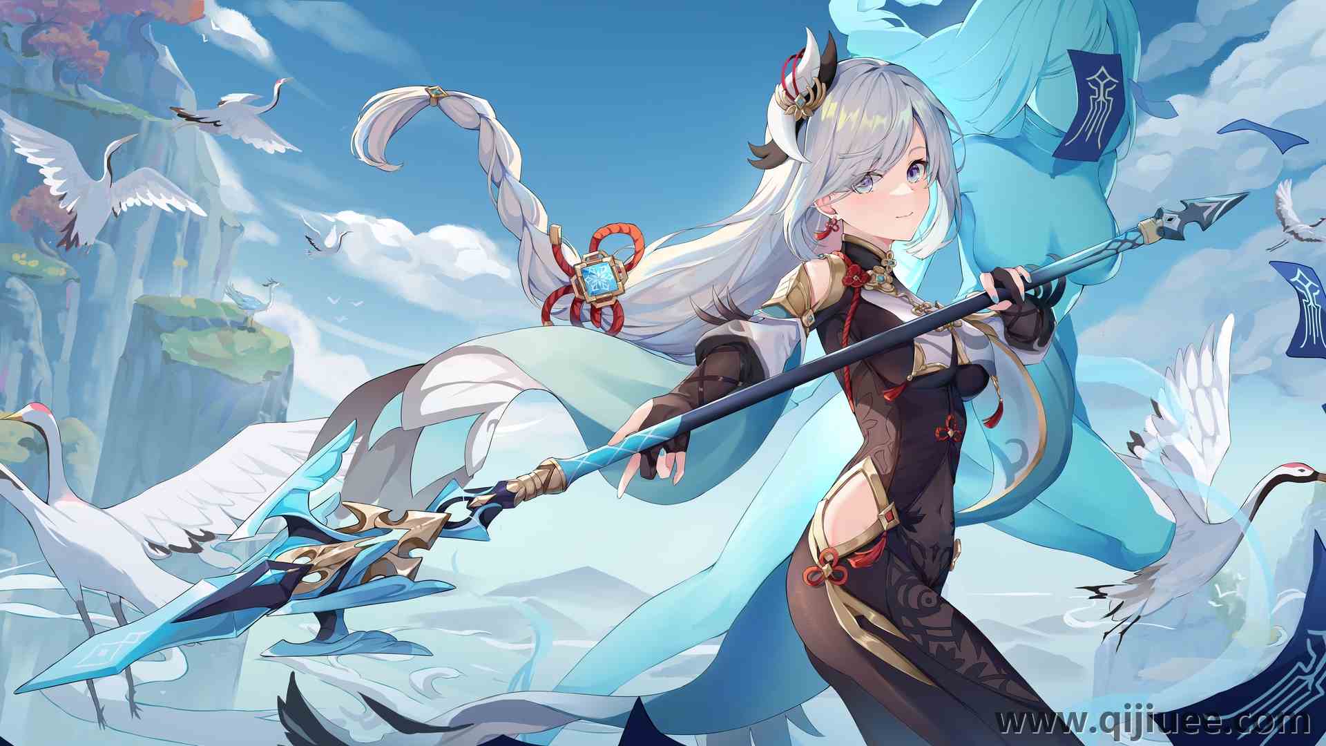 原神 动漫女孩 仙鹤 电脑壁纸 4K壁纸7400 x 3984/5.58 MB-柒染云阁