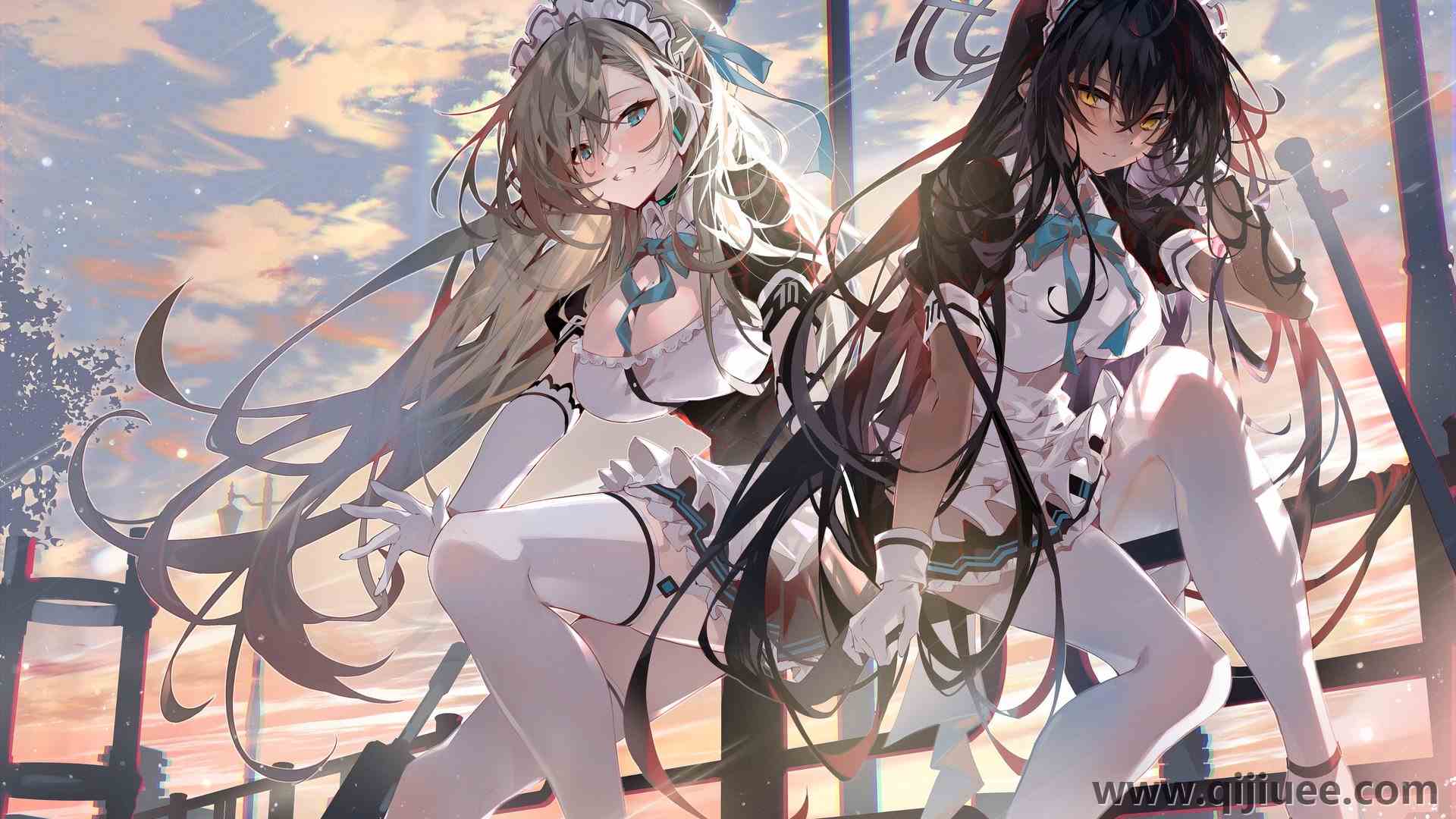 女孩 长发 深色头发  动漫 动漫女孩 长袜  电脑壁纸 4K壁纸4096 x 2897/1.66 MB-柒染云阁