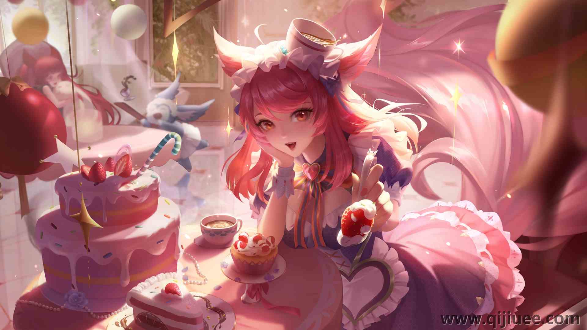 红发 王者荣耀  女仆 咖啡 蛋糕 动漫女孩  电脑壁纸 8K壁纸8114 x 4138/14.93 MB-柒染云阁