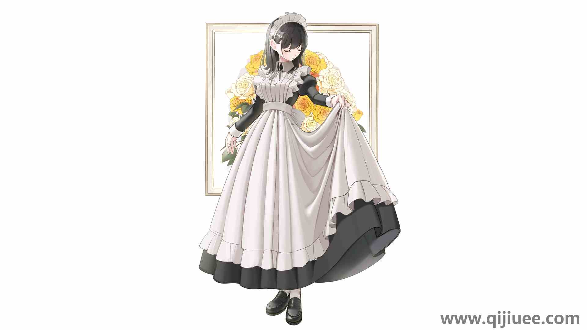 女仆 女佣服装 动漫 动漫女孩 鲜花  电脑壁纸 4K壁纸5760 x 3240/3.18 MB-柒染云阁
