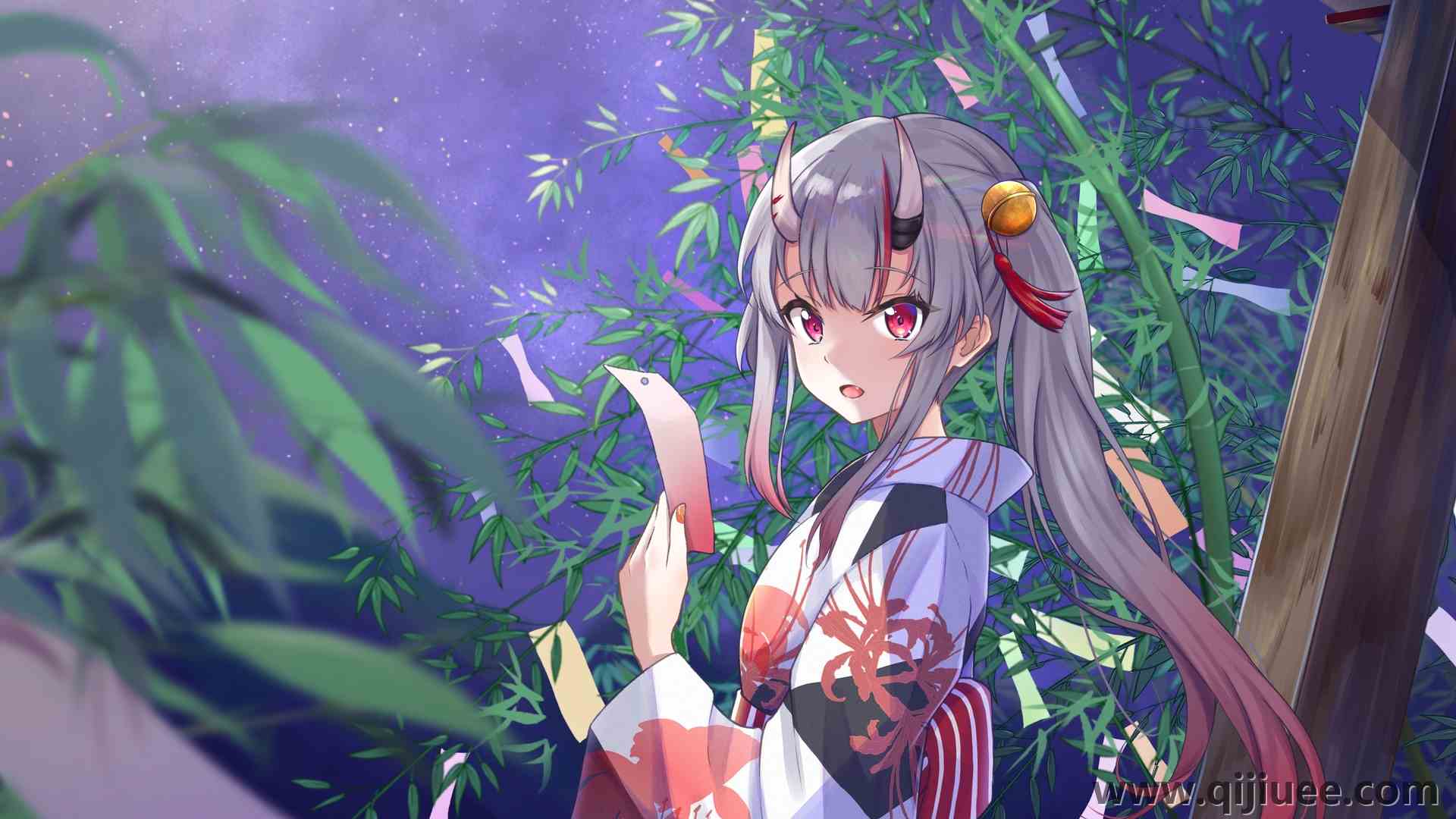 丝带 铃铛 发结 号角 竹子 女孩 服装 动漫女孩  电脑壁纸 4K壁纸4093 x 2894/5.46 MB-柒染云阁