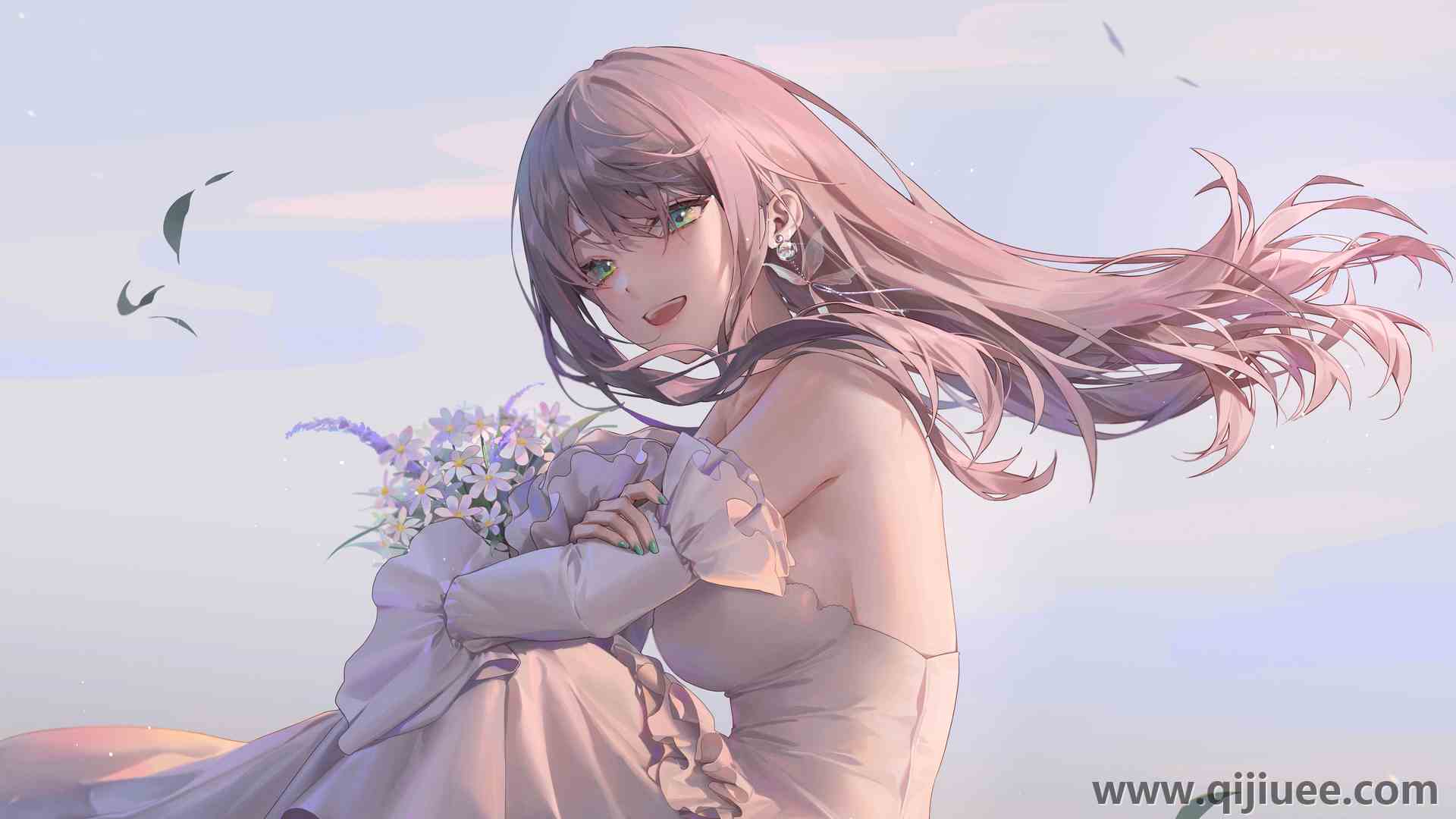 蓝眼睛 动漫 动漫女孩 婚纱 鲜花  电脑壁纸 4K壁纸4904 x 3579/13.08 MB-柒染云阁