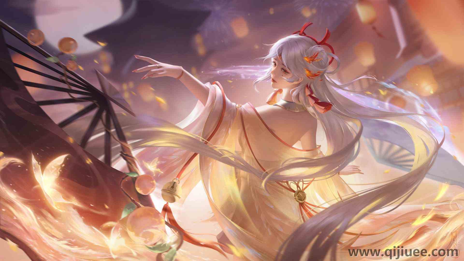 白发 长发 动漫女孩 粉丝 水果  电脑壁纸 4K壁纸3840 x 2163/0.5 MB-柒染云阁