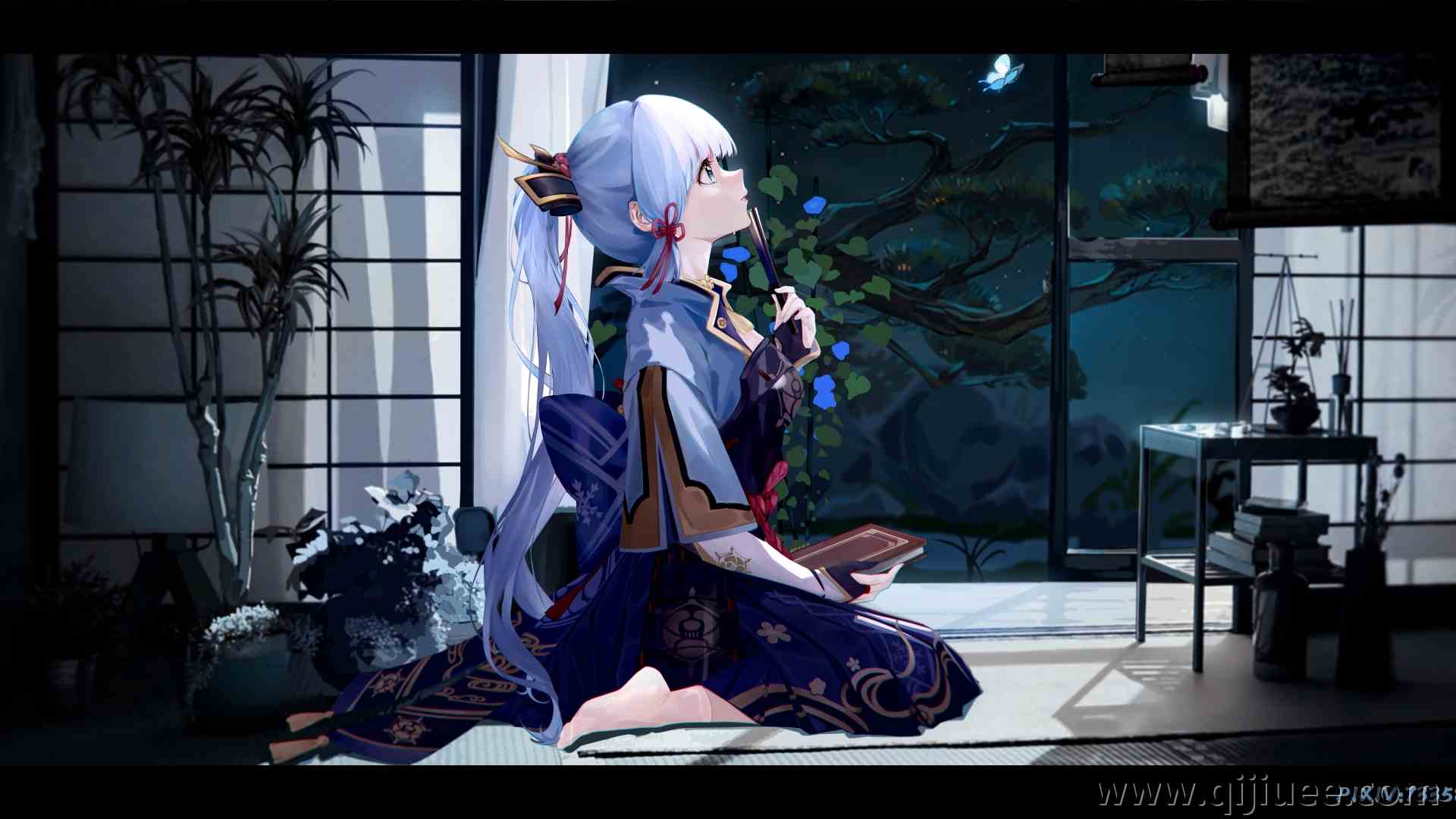 马尾辫 蓝头发 蓝眼睛 动漫 动漫女孩 电脑壁纸 8K壁纸9500 x 4820/17.48 MB-柒染云阁