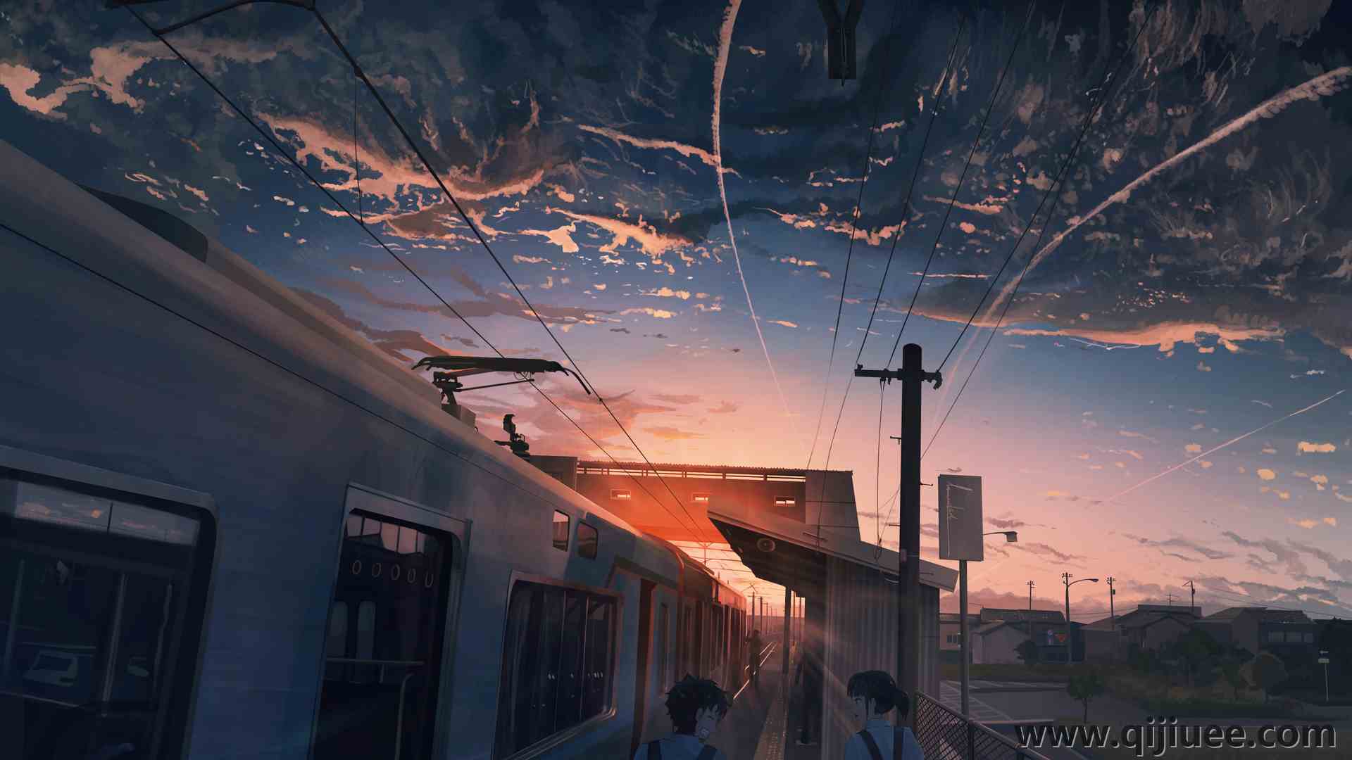 日落 天空 火车 云 动漫 电力线 栅栏 车辆  电脑壁纸 4K壁纸3840 x 2160/6.82 MB-柒染云阁