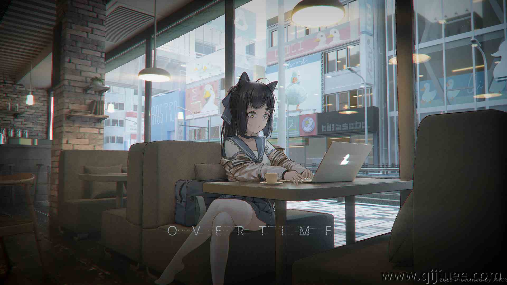 原创人物 猫女孩 女学生 动漫女孩 猫耳朵 笔记本电脑  电脑壁纸 4K壁纸4096 x 2160/10.71 MB-柒染云阁