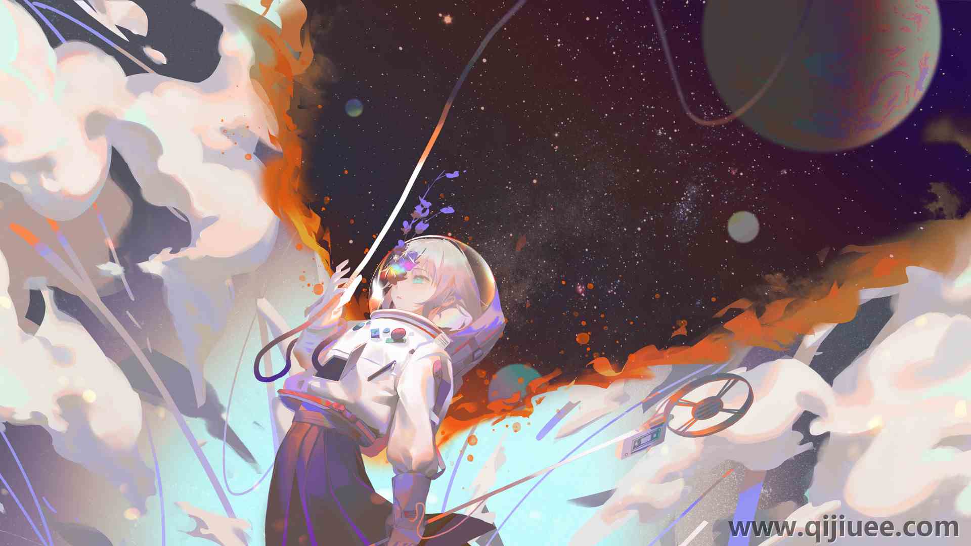 金发 短发 原创人物 动漫 动漫女孩 太空 宇航服 星星  电脑壁纸 8K壁纸8192 x 4320/1.85 MB-柒染云阁