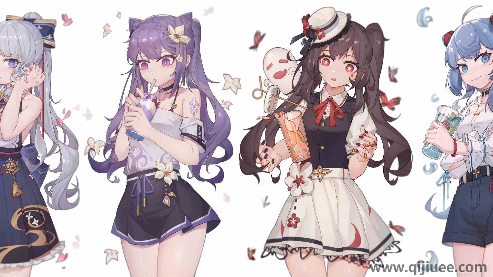 胡桃 感宇 可清  龟里 原神 动漫女孩 电脑壁纸 8K壁纸10279 x 4376/4.41 MB-柒染云阁