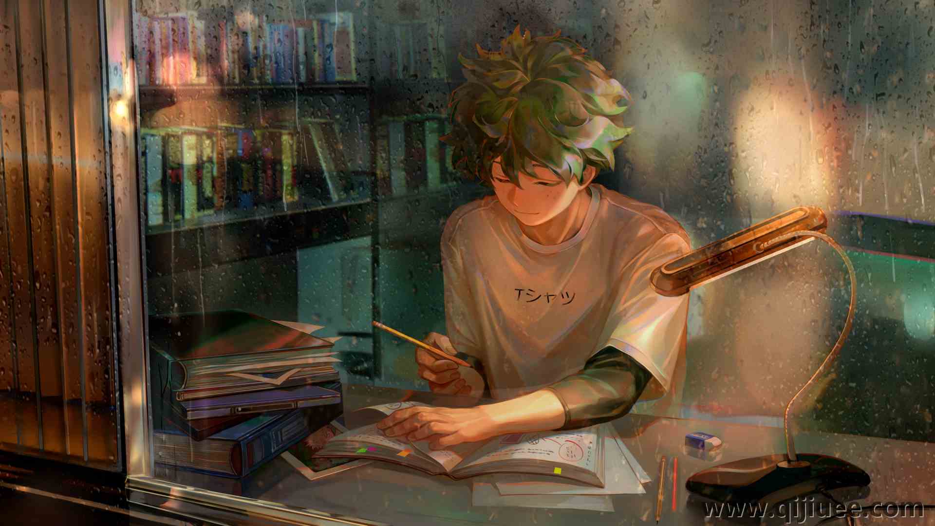 闭着的眼睛 动漫 动漫男孩 白衬衫 铅笔 书籍 橡皮擦 雨 窗户 玻璃 玻璃上的水  电脑壁纸 4K壁纸3840 x 2160/11.72 MB-柒染云阁