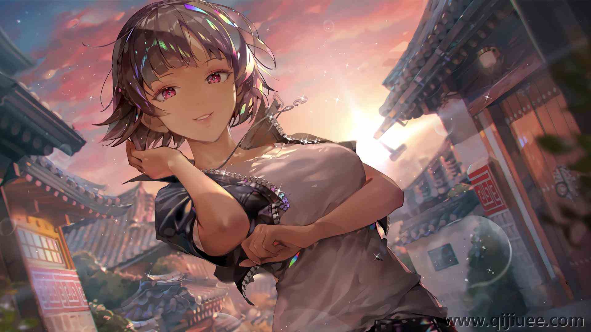 日落 角色  角色系列 动漫女孩  电脑壁纸 4K壁纸3840 x 2160/0.41 MB-柒染云阁