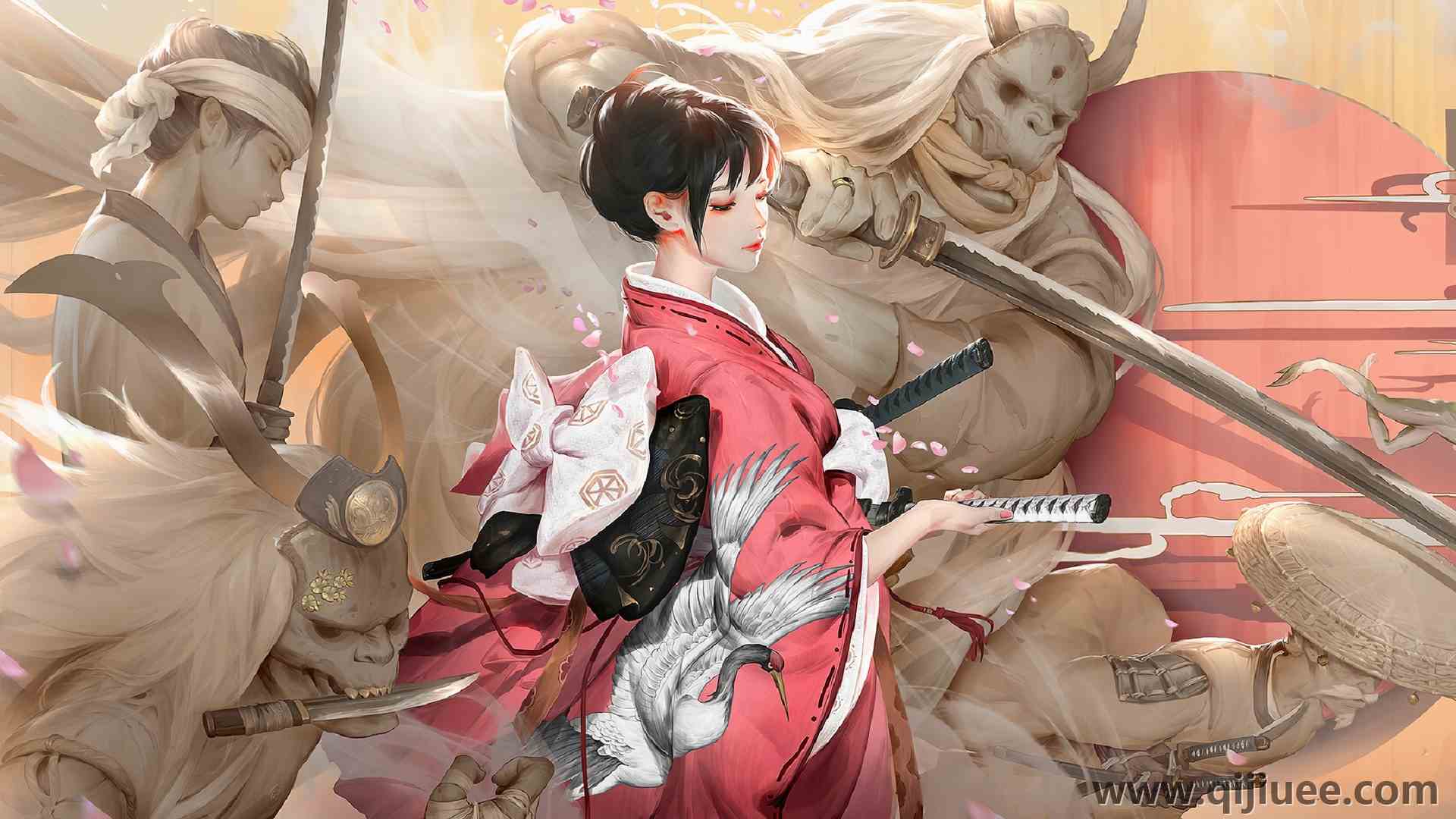 女人 幻想艺术 传统服装 武士 电脑壁纸 4K壁纸3840 x 2160/1.83 MB-柒染云阁