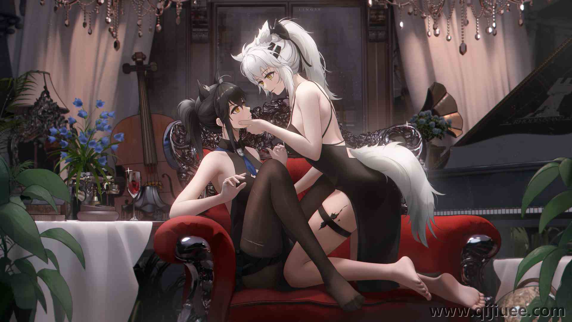 动漫女孩 大提琴 乐器 花 茶 明日方舟  电脑壁纸 4K壁纸5000 x 2800/9.82 MB-柒染云阁