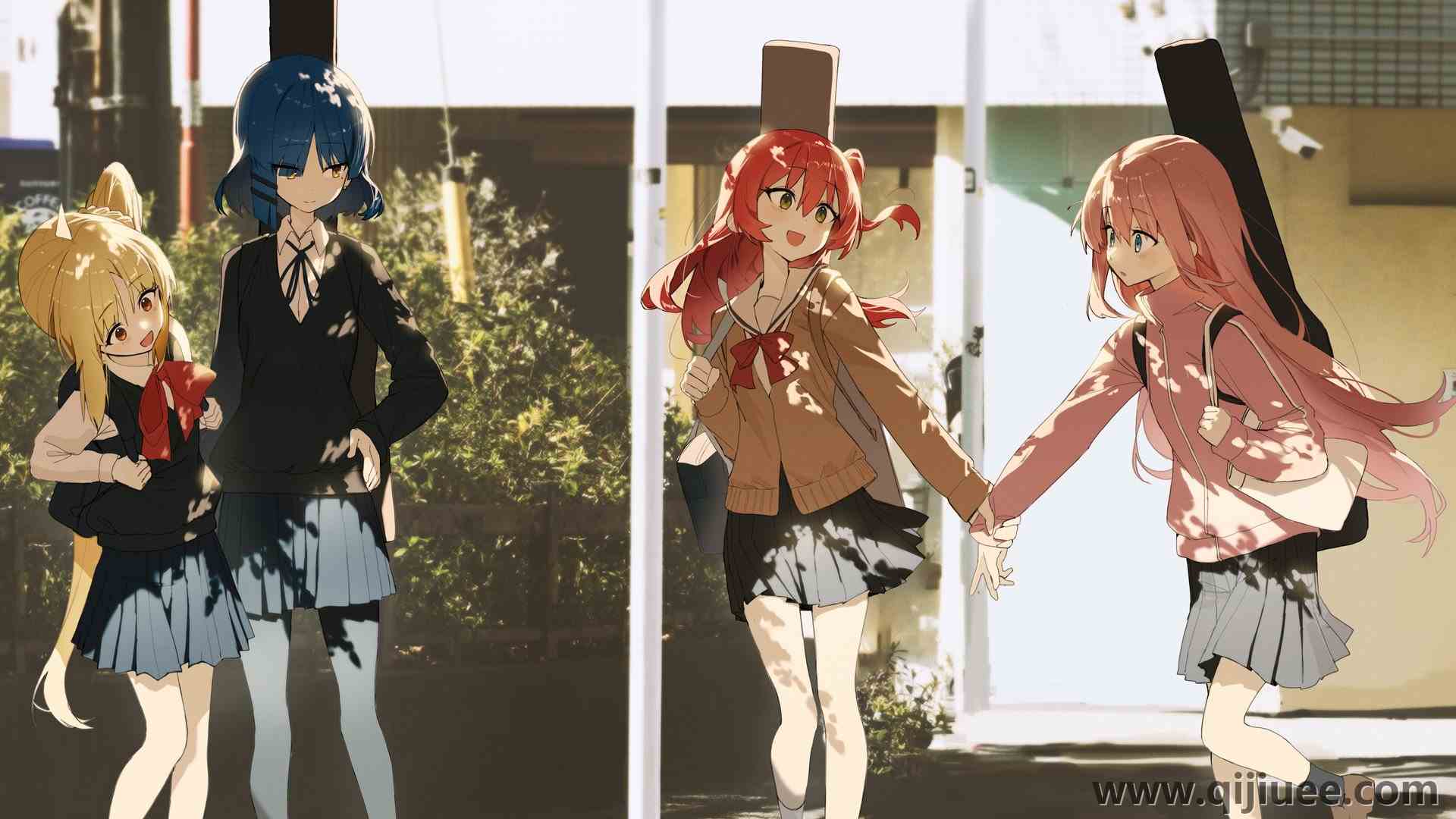 女学生 双手叉腰 长发 短发 动漫女孩 领结 校服 乐器  电脑壁纸 4K壁纸4096 x 2212/0.93 MB-柒染云阁