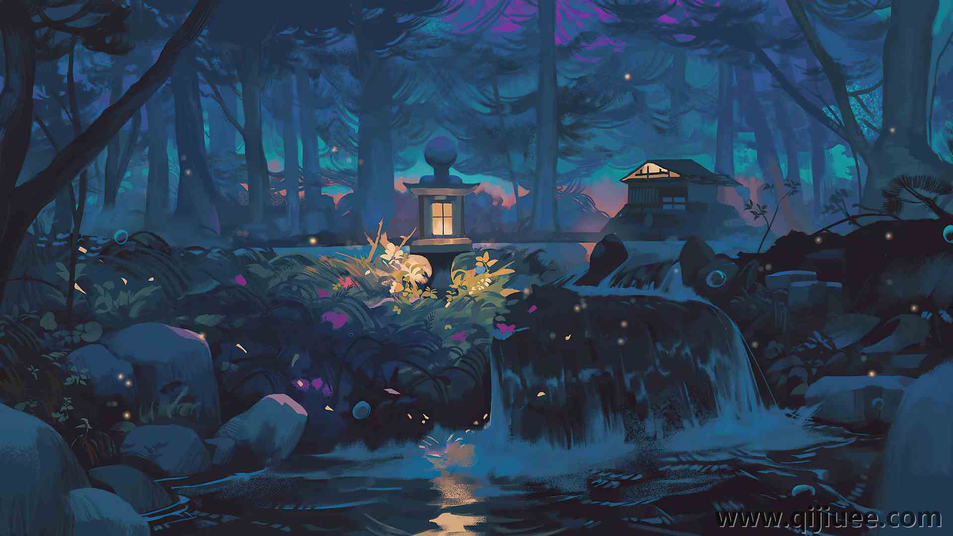 人物 夜晚 自然 光照效果 树木 水 图片  电脑壁纸 4K壁纸3840 x 2160/1.66 MB-柒染云阁