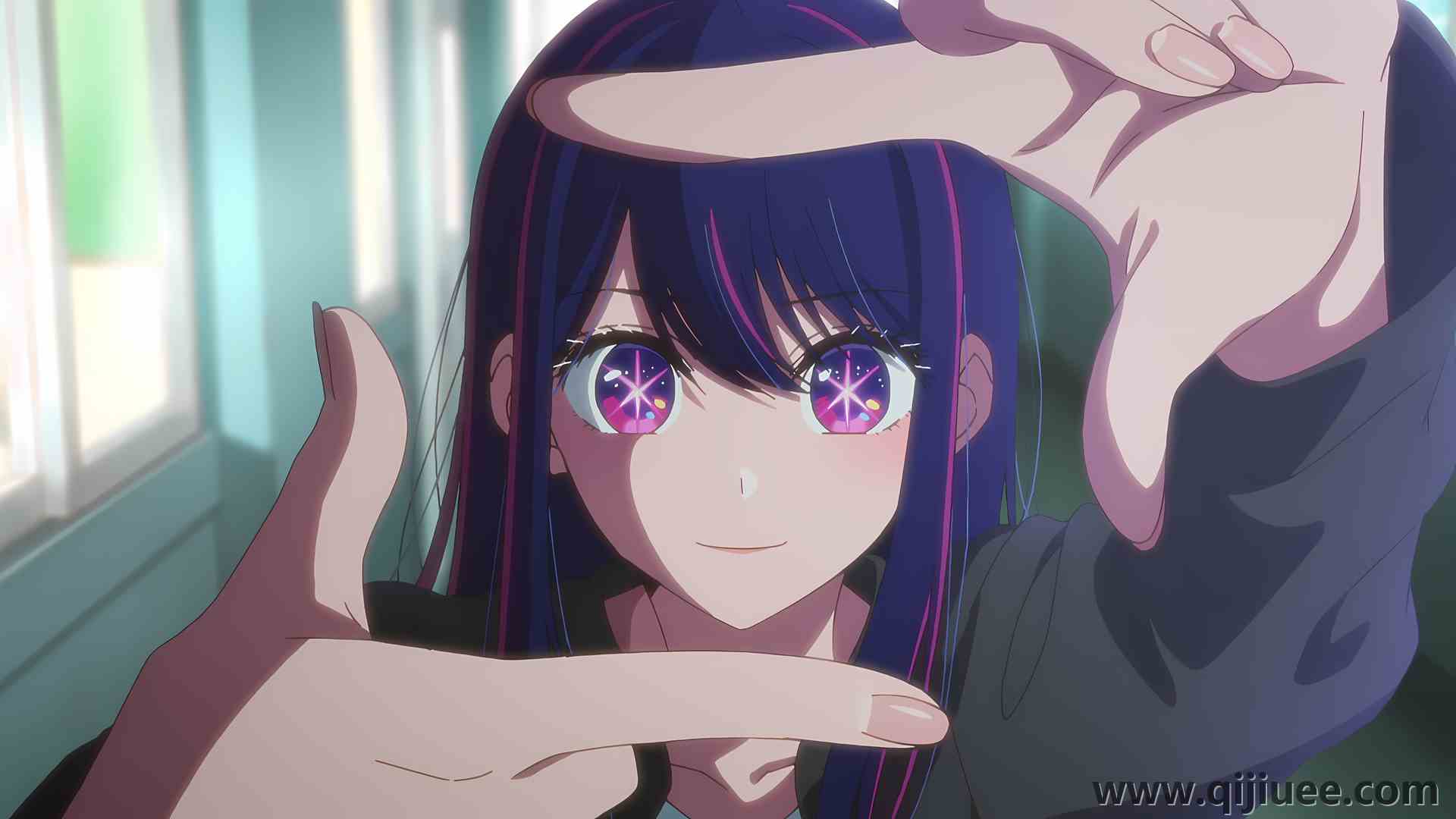 手指框架 明星眼睛 双色头发 动漫女孩  电脑壁纸 4K壁纸3840 x 2160/5.41 MB-柒染云阁