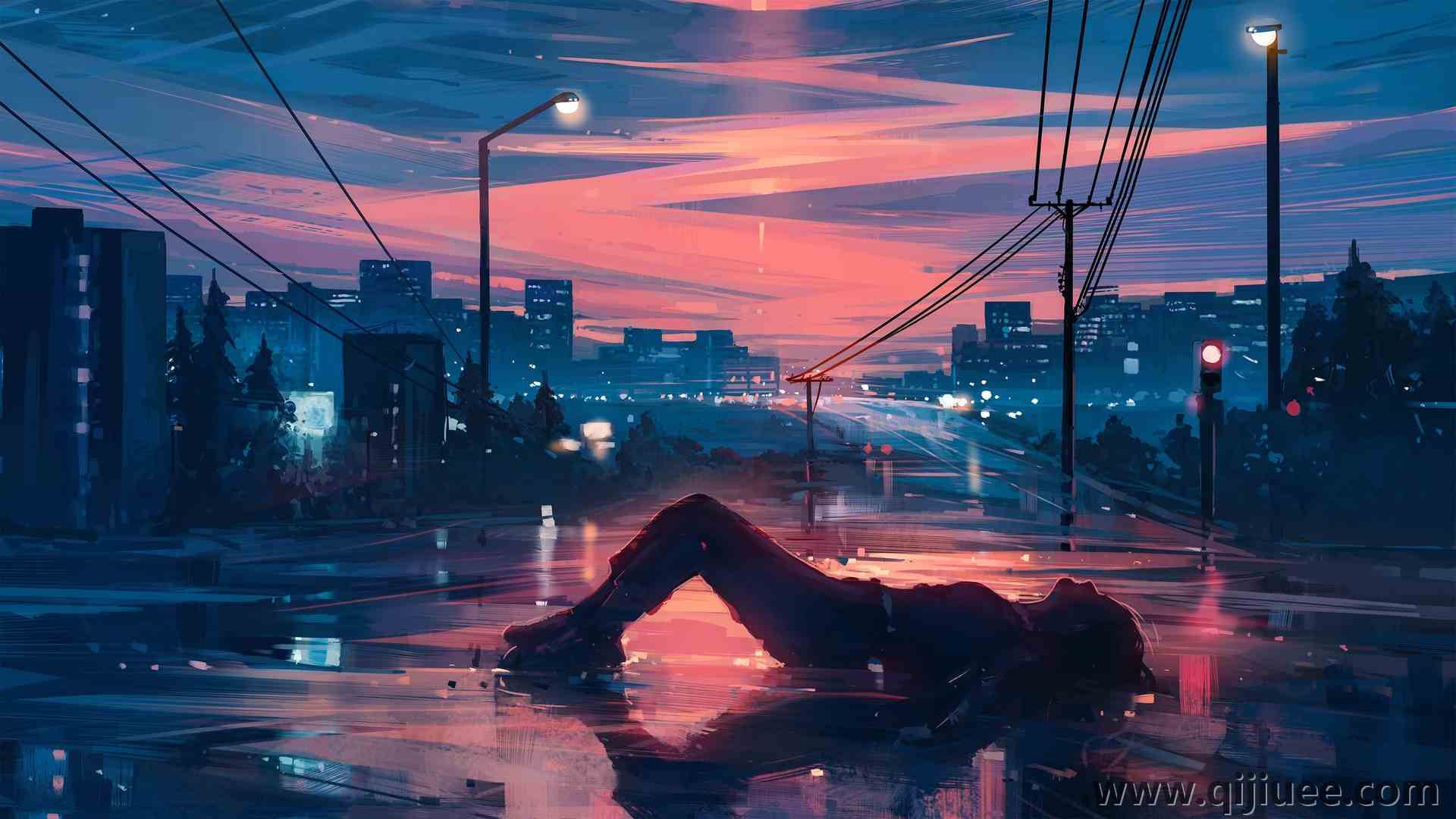 AI艺术 电线 电线杆 路灯  电脑壁纸 4K壁纸3840 x 2160/3.89 MB-柒染云阁
