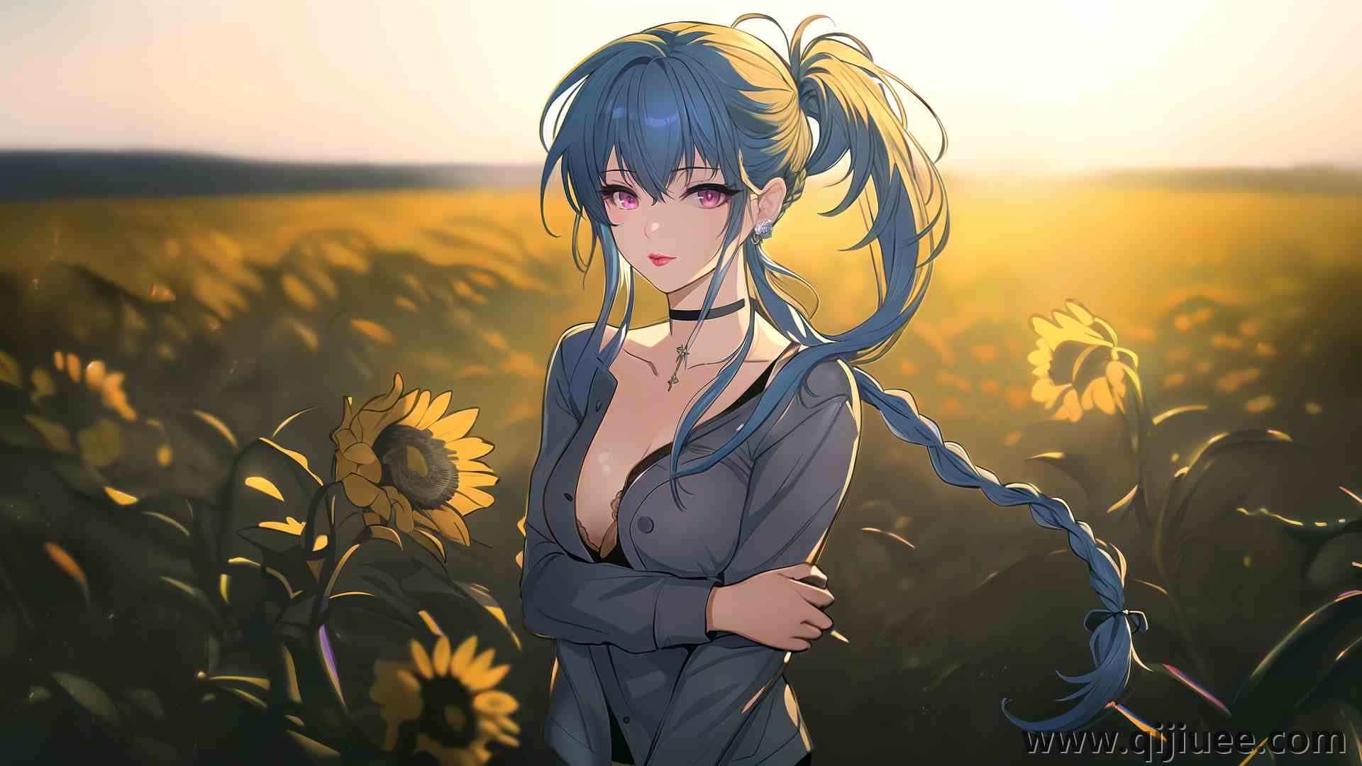 原创人物 动漫女孩 动漫 米娅 AI艺术 向日葵  电脑壁纸 8K壁纸7680 x 4096/13.63 MB-柒染云阁