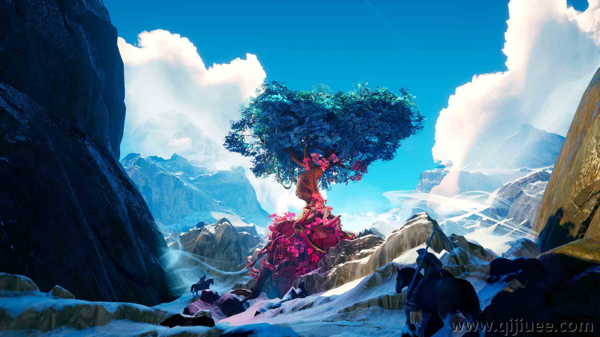 泰勒·史密斯 AI艺术 树木 奇幻艺术 山 雪 马 马 云  电脑壁纸 4K壁纸3840 x 2160/1.85 MB-柒染云阁