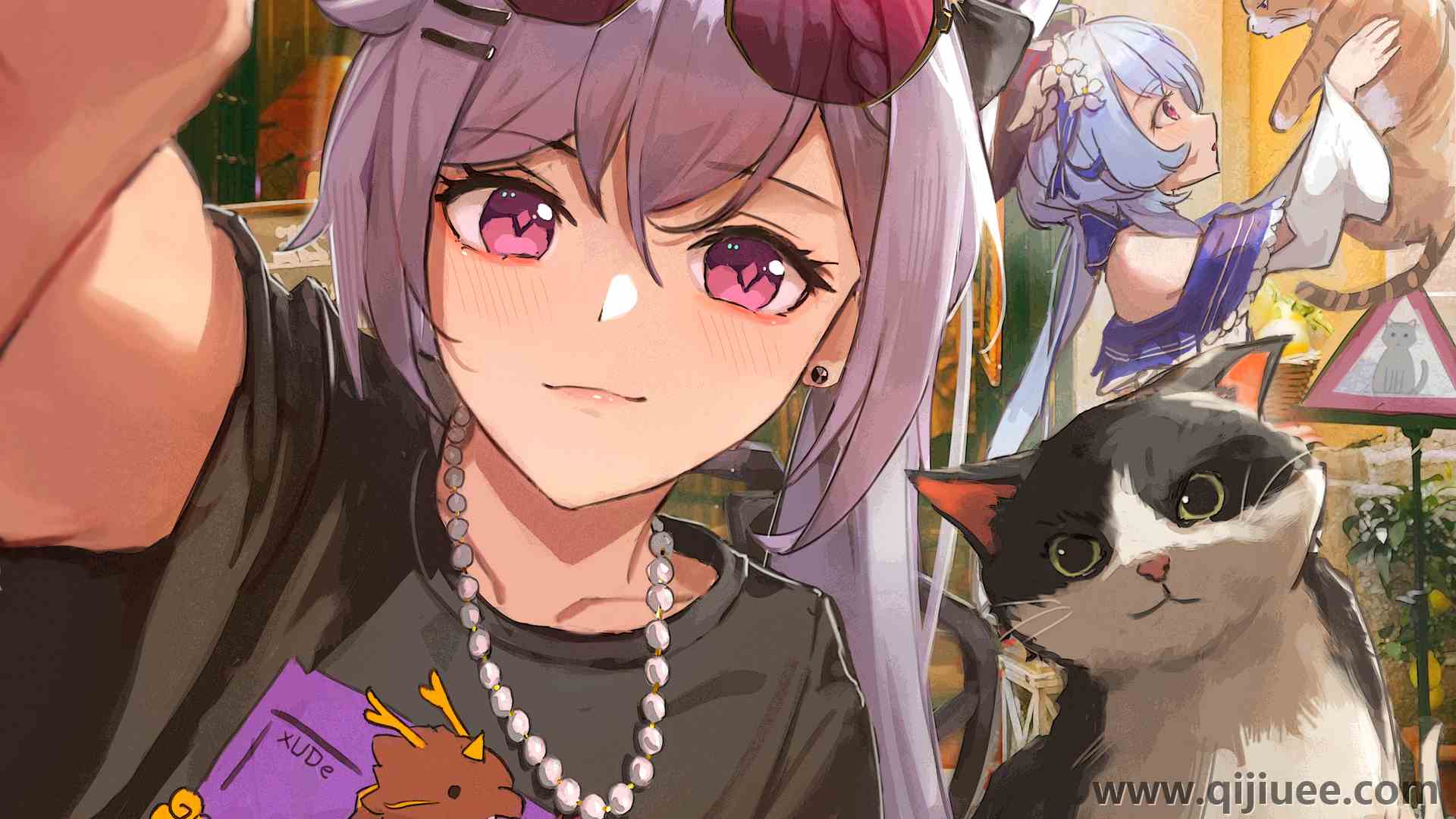 动漫 动漫女孩 猫  电脑壁纸 4K壁纸4047 x 3062/9.11 MB-柒染云阁