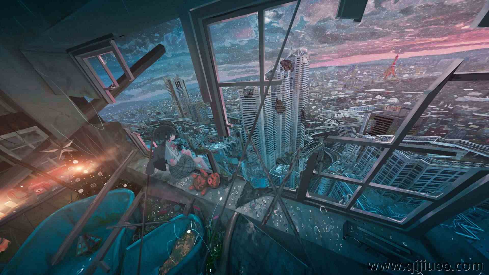 原创人物 放逐 动漫 动漫女孩 圣诞节 世界末日 城市景观  电脑壁纸 4K壁纸3840 x 2160/1.39 MB-柒染云阁