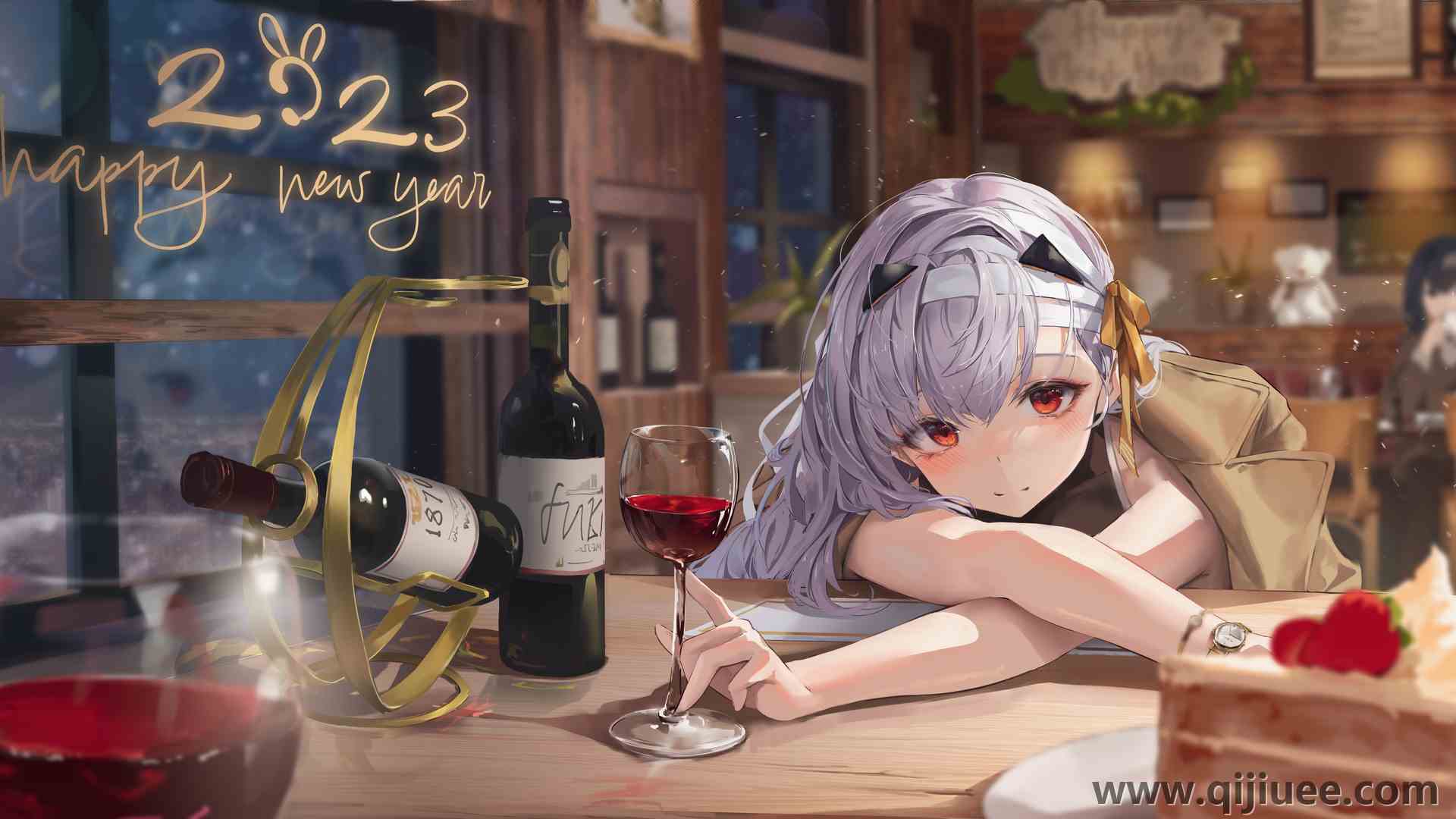 红眼 动漫 动漫女孩 红酒 酒杯 蛋糕 新年 电脑壁纸 8K壁纸7927 x 4363/3.72 MB-柒染云阁