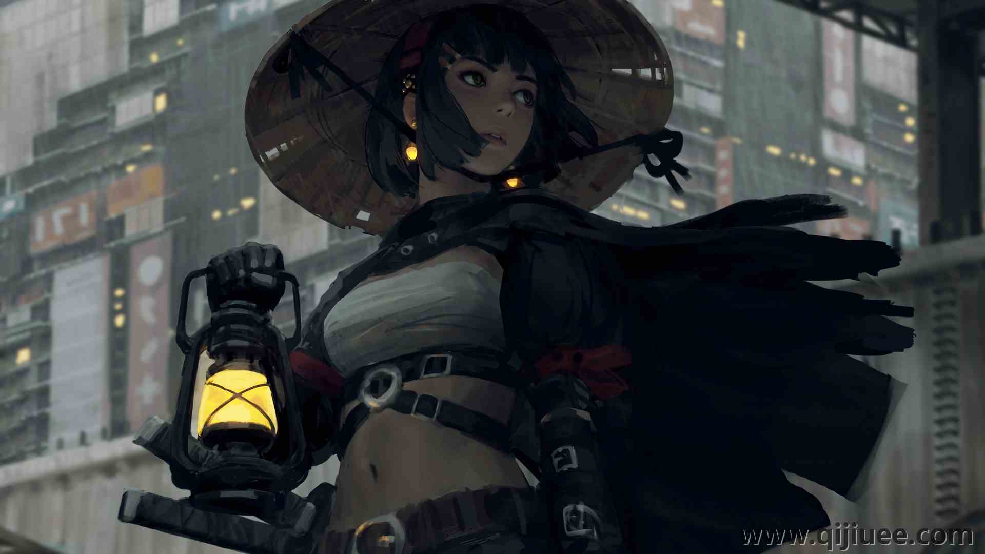 女人 奇幻女孩 武士 扇子艺术 素描 科幻 黑衣 数码绘画 风 奇幻艺术 黑发 奇幻绘画  电脑壁纸 4K壁纸4096 x 2559/0.96 MB-柒染云阁