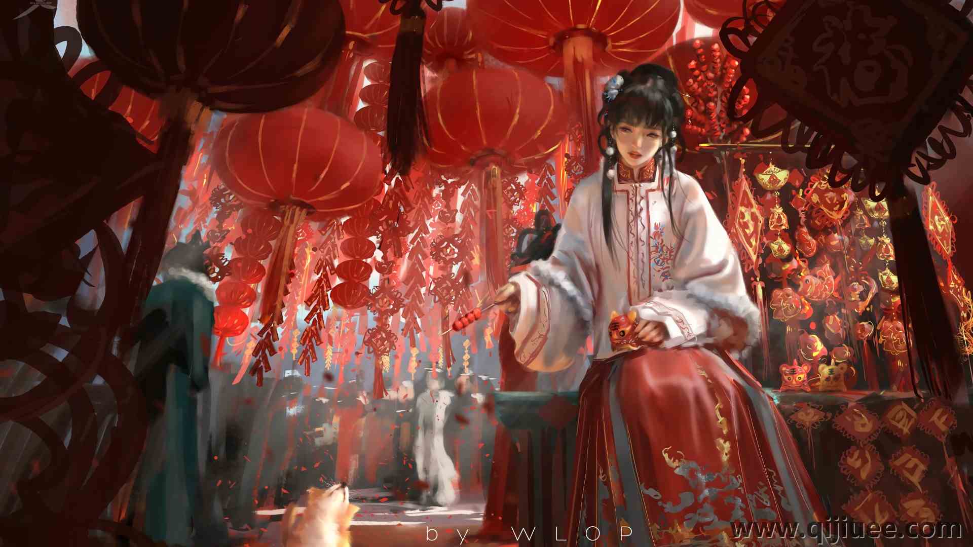 女性 AI艺术 中国 传统服装 幽灵之刃 电脑壁纸 8K壁纸9968 x 6232/4.79 MB-柒染云阁