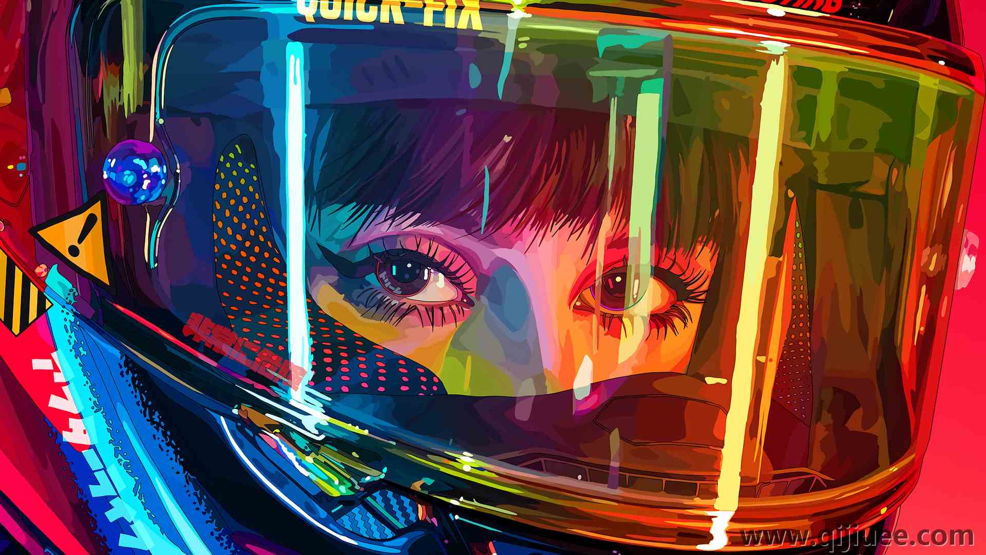女人 眼睛 警示标志 五颜六色 充满活力  电脑壁纸 4K壁纸3840 x 2160/5.52 MB-柒染云阁