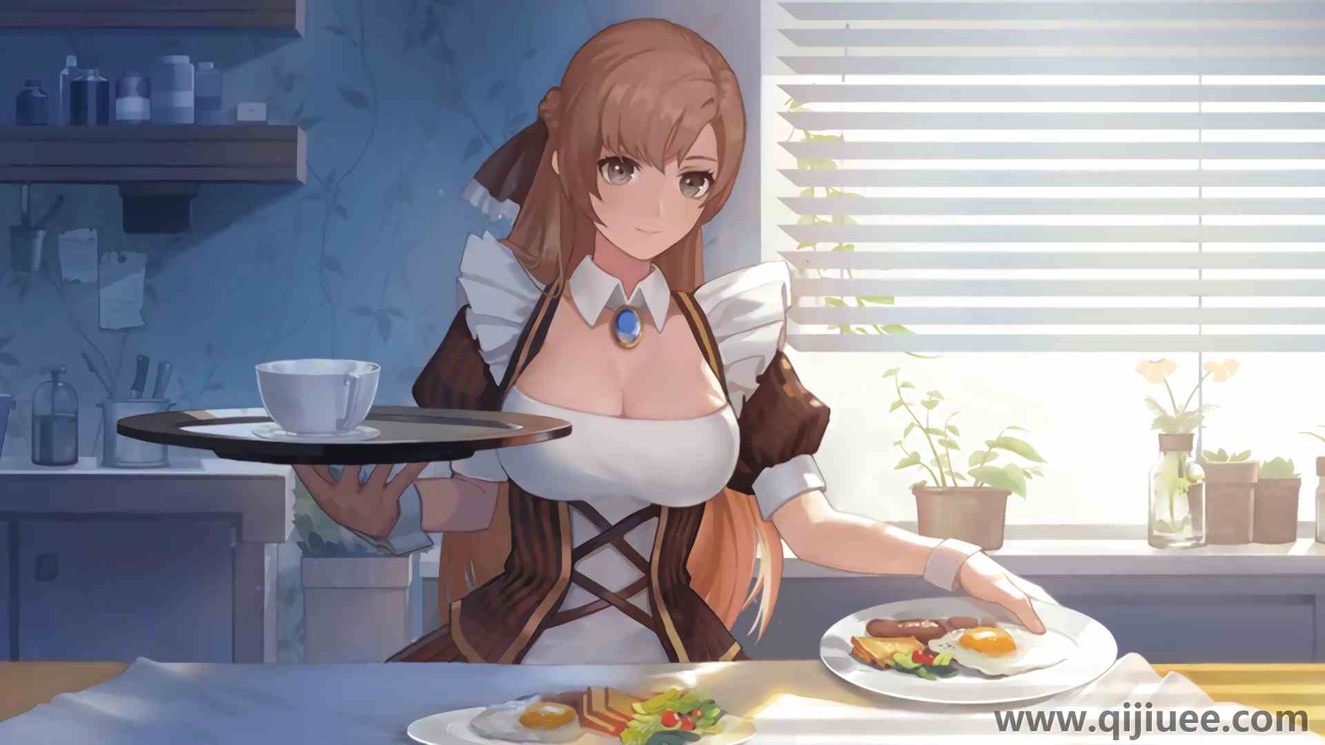 动漫女孩 食物 厨房 动漫 电脑壁纸 8K壁纸7680 x 3840/1.5 MB-柒染云阁