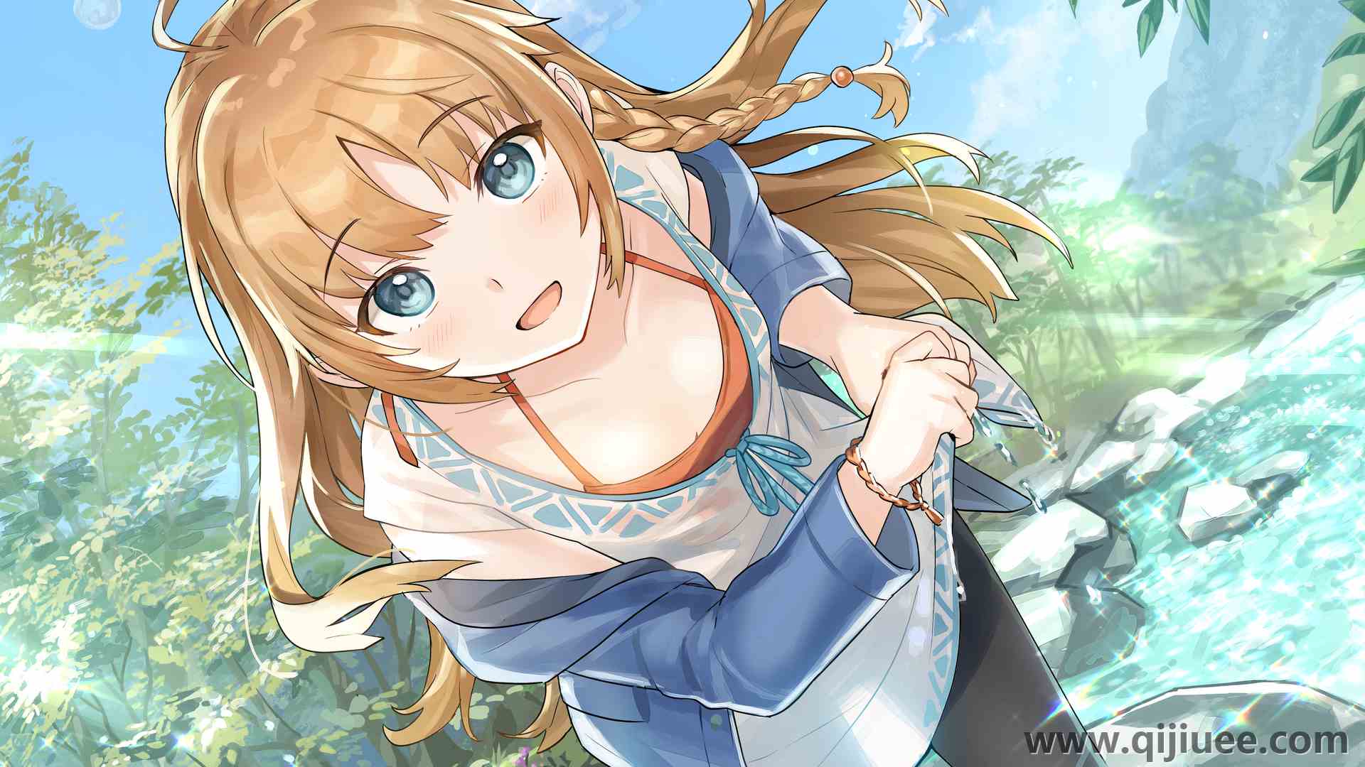 金发 蓝眼睛 切线 动漫 动漫女孩  电脑壁纸 4K壁纸4093 x 2894/9.13 MB-柒染云阁