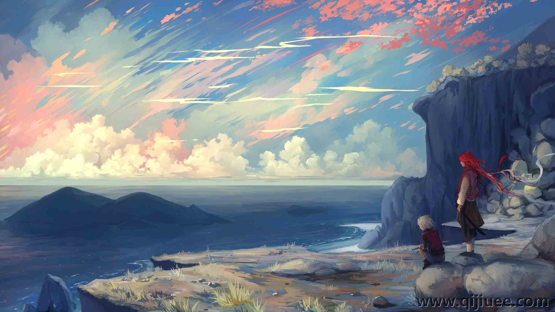 原始人物 悬崖 云 魔幻艺术 奇幻艺术 风景 天空  电脑壁纸 4K壁纸4000 x 2500/1.38 MB-柒染云阁
