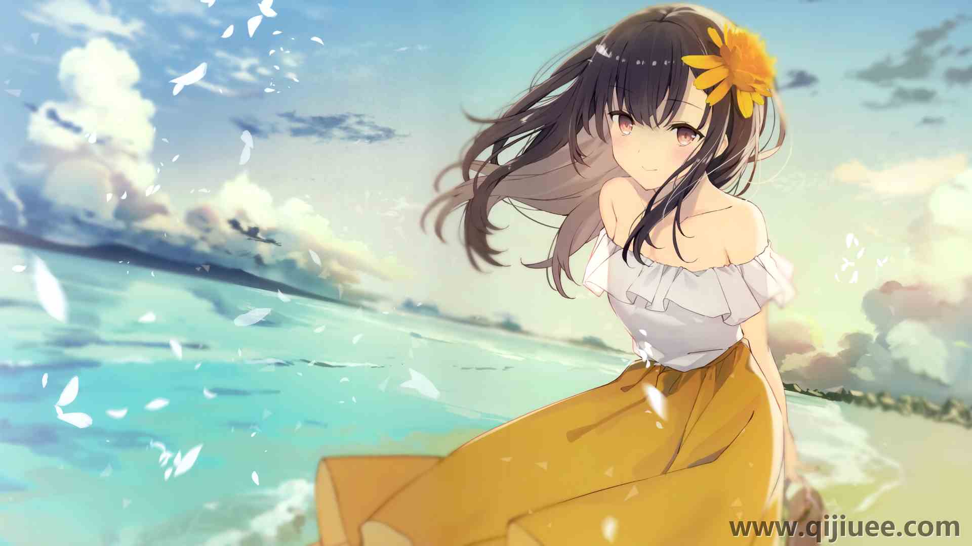 原始字符 阿诗玛 黑发 的肩膀 动漫 动漫女孩 海滩 棕色的眼睛  电脑壁纸 4K壁纸4391 x 2461/7.18 MB-柒染云阁