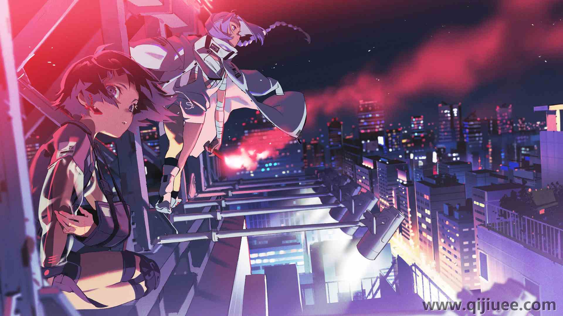 动漫 动漫女孩 城市风光 夜晚  电脑壁纸 4K壁纸4616 x 2734/16.03 MB-柒染云阁