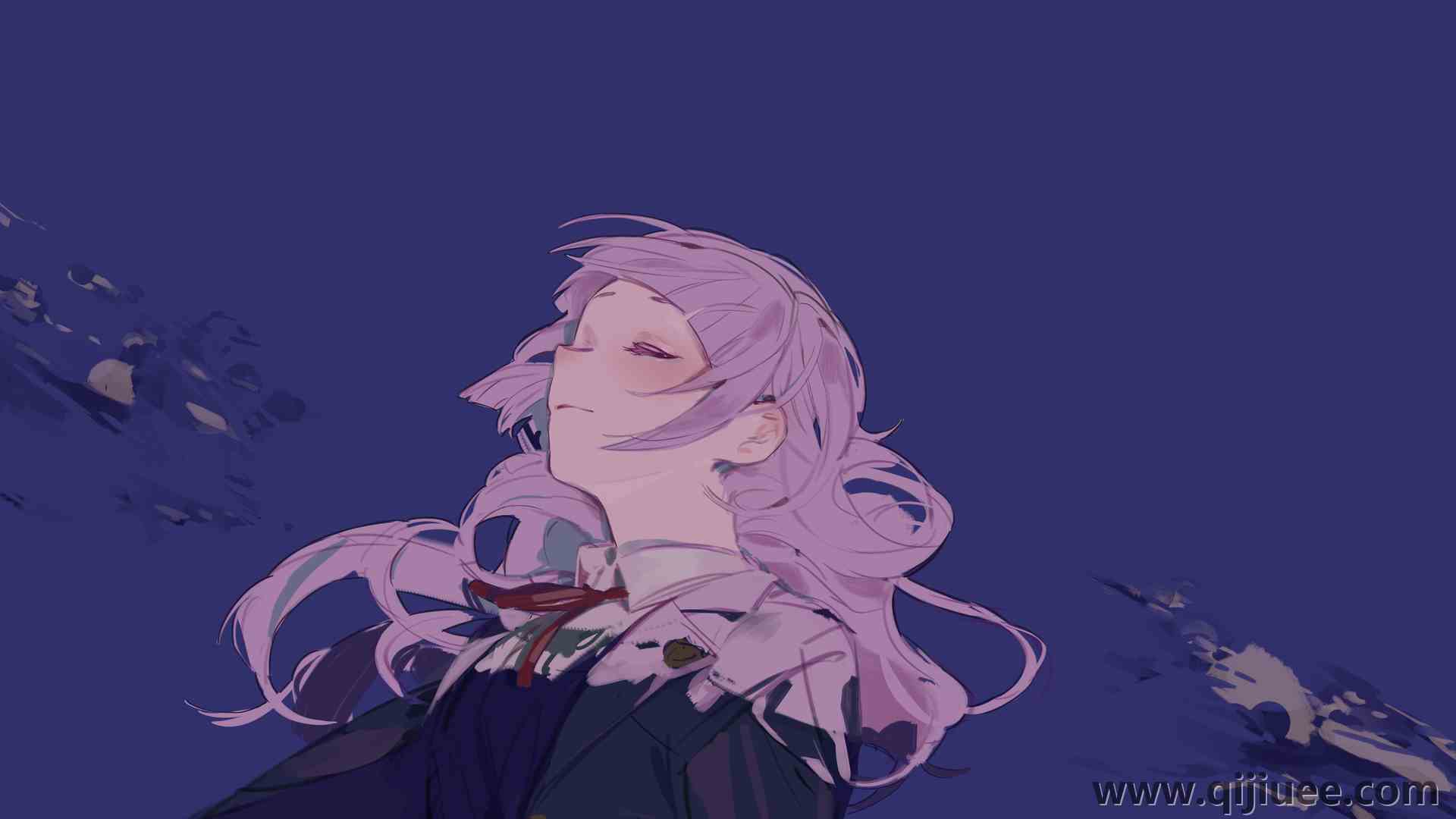 微笑 长发 动漫女孩 简单背景 风 极简主义 夹克 天空 云 电脑壁纸 4K壁纸4961 x 2697/4.25 MB-柒染云阁