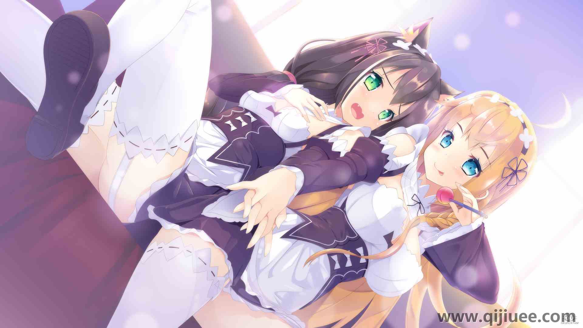 猫女孩 张嘴 绿眼睛 蓝眼睛 金发 长发 动漫 动漫女孩 电脑壁纸 4K壁纸5760 x 3240/4.96 MB-柒染云阁