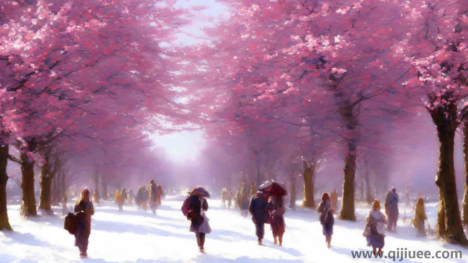 人 樱花 风景 雪 艺术 自然 绘画 概念设计 电脑壁纸 4K壁纸4000 x 2400/1.12 MB-柒染云阁