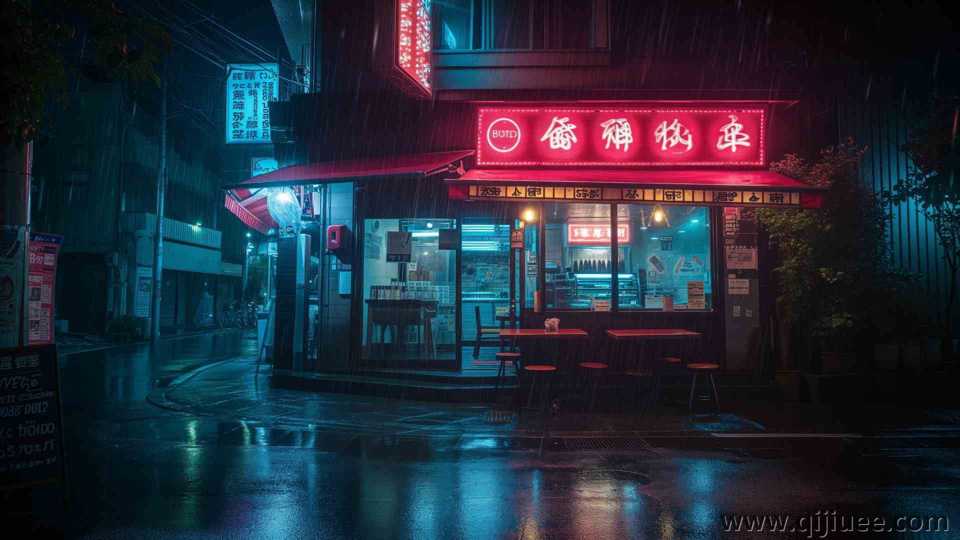 AI艺术 插图 夜 日本 街道 雨 餐厅 霓虹灯 电脑壁纸 4K壁纸5824 x 3264/14.13 MB-柒染云阁