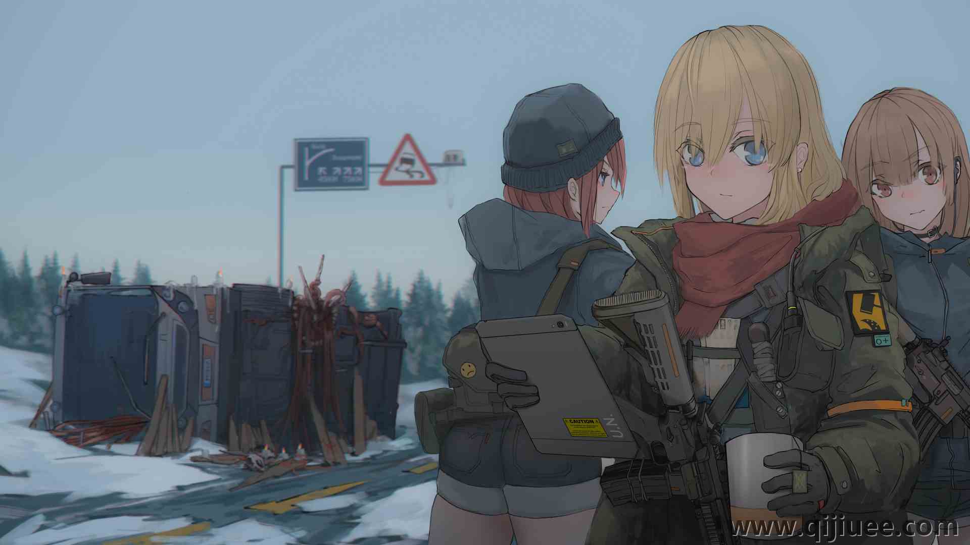 宙斯盾命运 金发碧眼 动漫 动漫女孩 雪 路 电脑壁纸 4K壁纸4000 x 2160/2.09 MB-柒染云阁