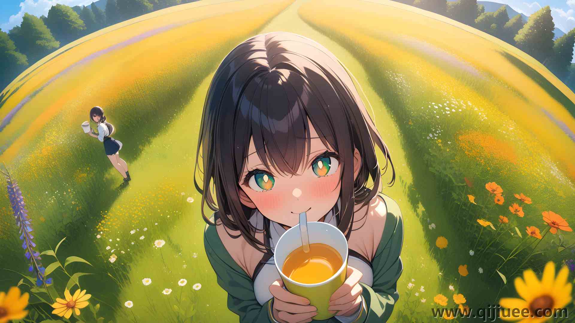 动漫女孩 人工智能艺术 甜心 电脑壁纸 4K壁纸5376 x 3072/3.47 MB-柒染云阁