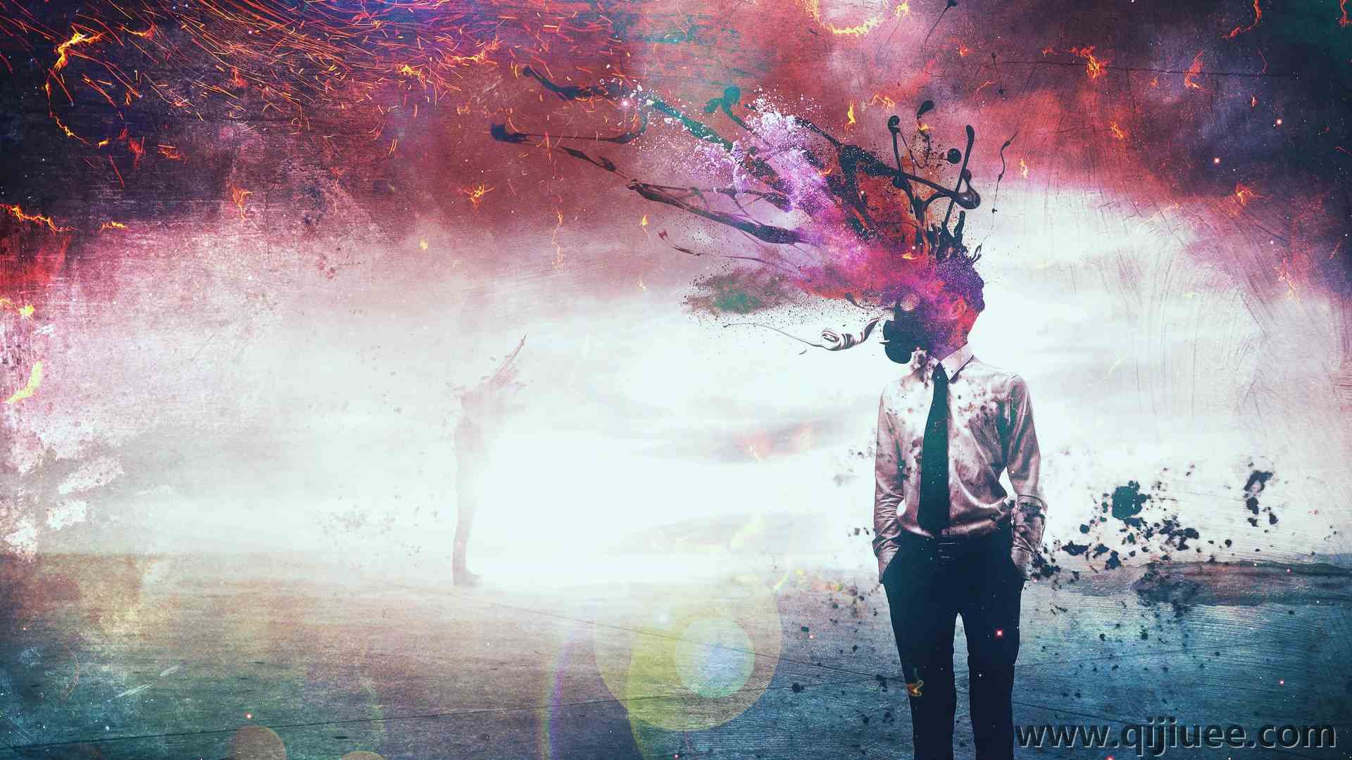 AI艺术 男人 抽象 绘画 领带 油漆 油画 电脑壁纸 4K壁纸3840 x 2160/4.61 MB-柒染云阁