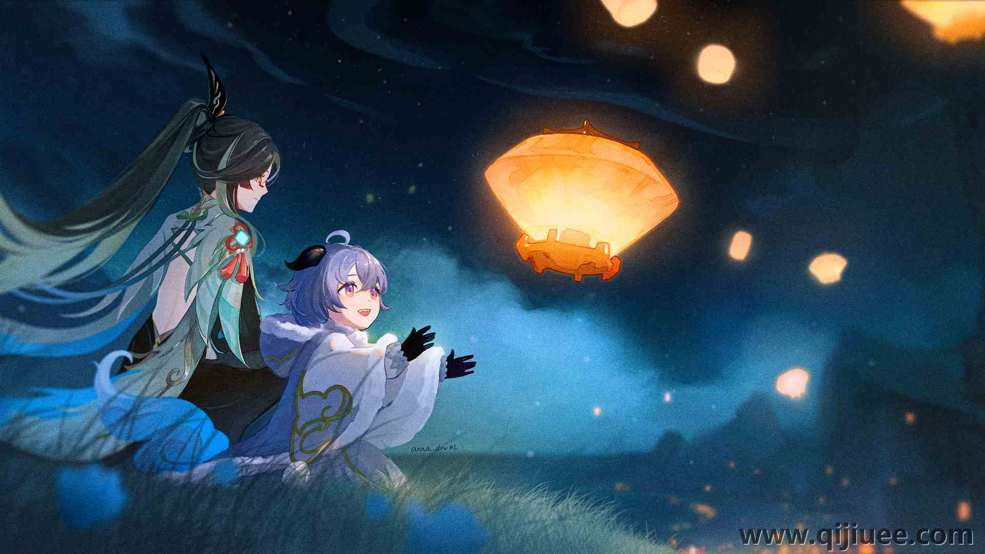 山羊女孩 艺术品 动漫 动漫女孩 灯笼 天空灯笼  电脑壁纸 4K壁纸5684 x 2628/18.45 MB-柒染云阁