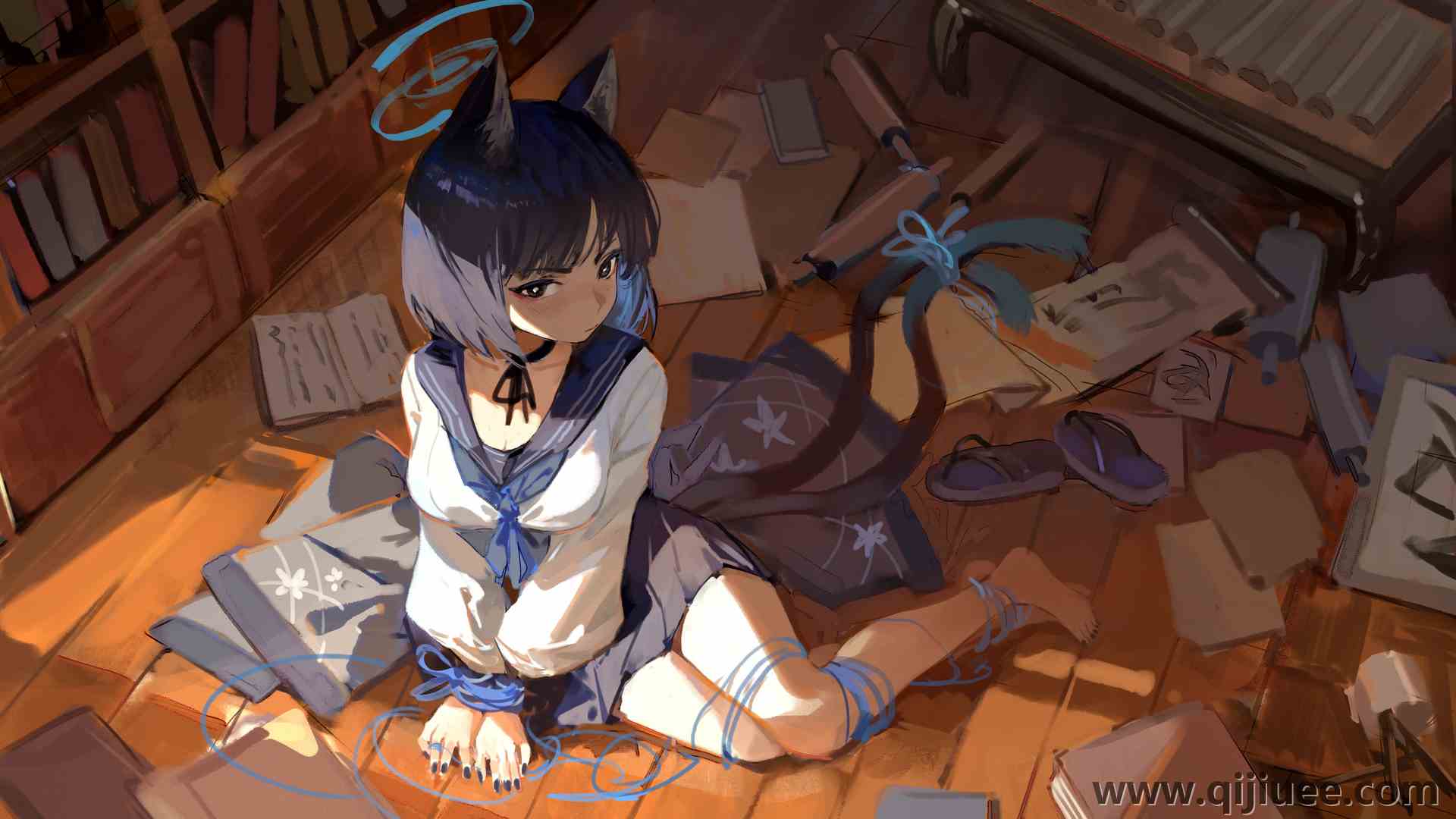 美诺 动漫 动漫女孩 蓝色档案馆 电脑壁纸 4K壁纸5676 x 3350/5.53 MB-柒染云阁