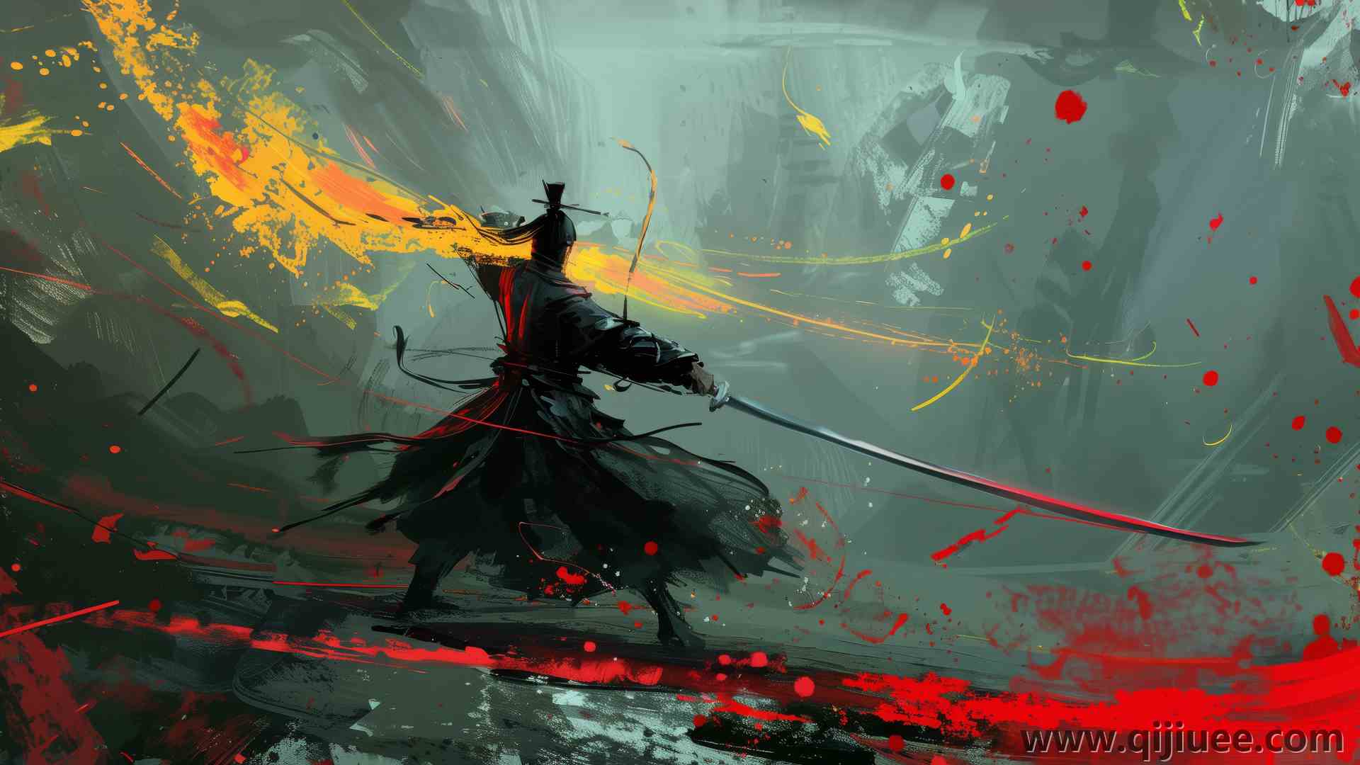 武士 人工智能艺术 插图 武士 剑 绘画 电脑壁纸 4K壁纸5824 x 3264/12.37 MB-柒染云阁
