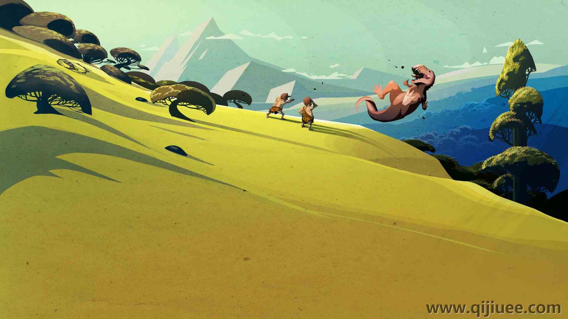 蒸汽 软件 恐龙 景观 极简主义 AI艺术  电脑壁纸 4K壁纸3840 x 2160/1.03 MB-柒染云阁