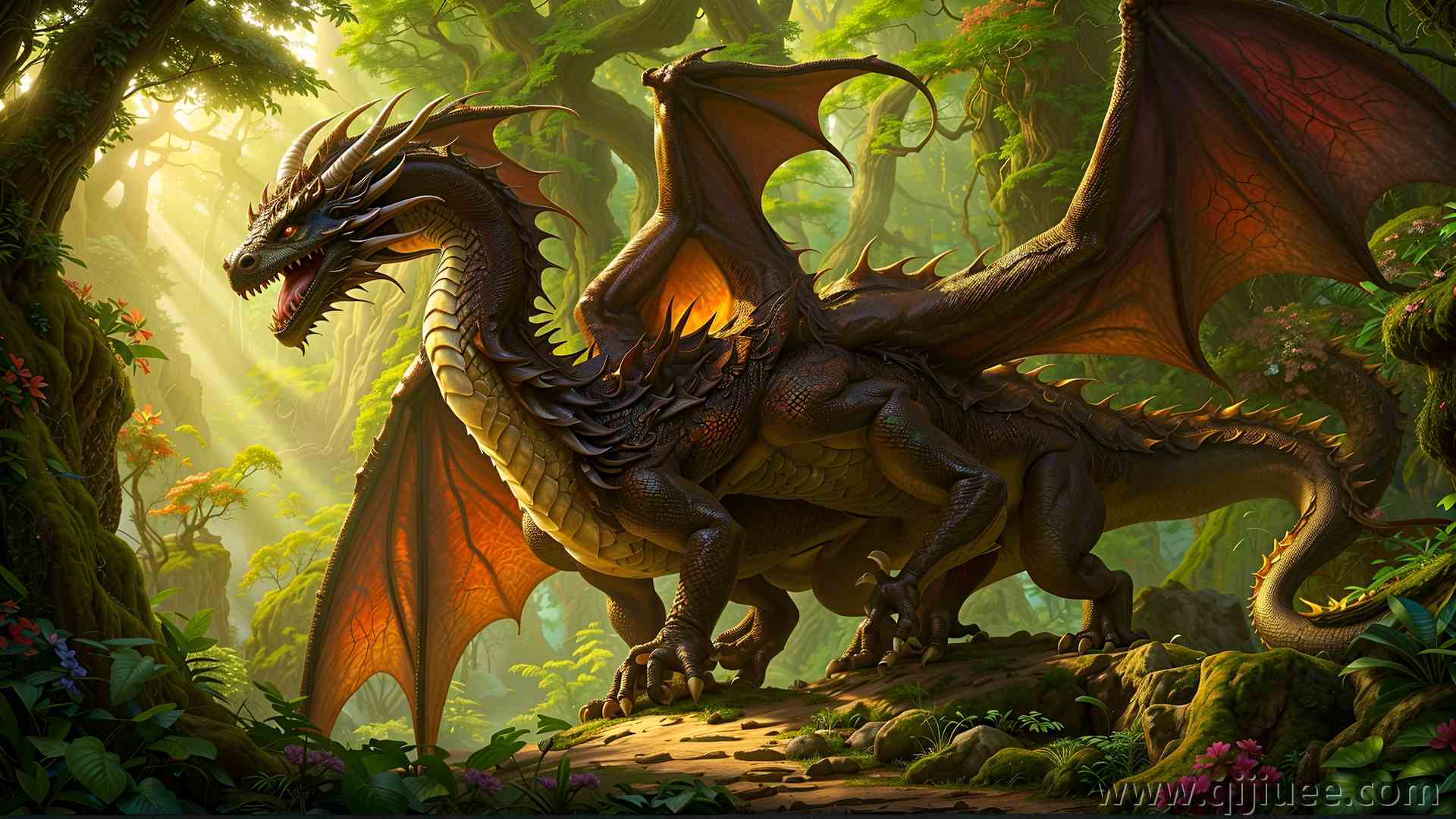 龙 森林 中世纪 人工智能艺术  电脑壁纸 4K壁纸3840 x 2160/11.25 MB-柒染云阁